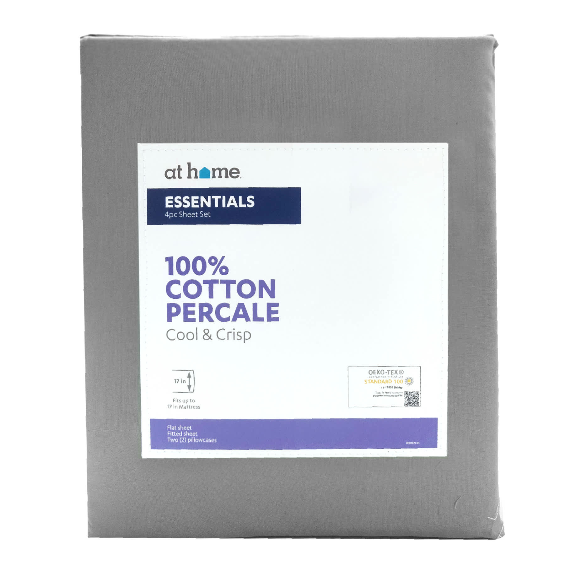 4-Piece Dark Grey 200 Thread Count Cotton Essentials Sheet Set, Queen
