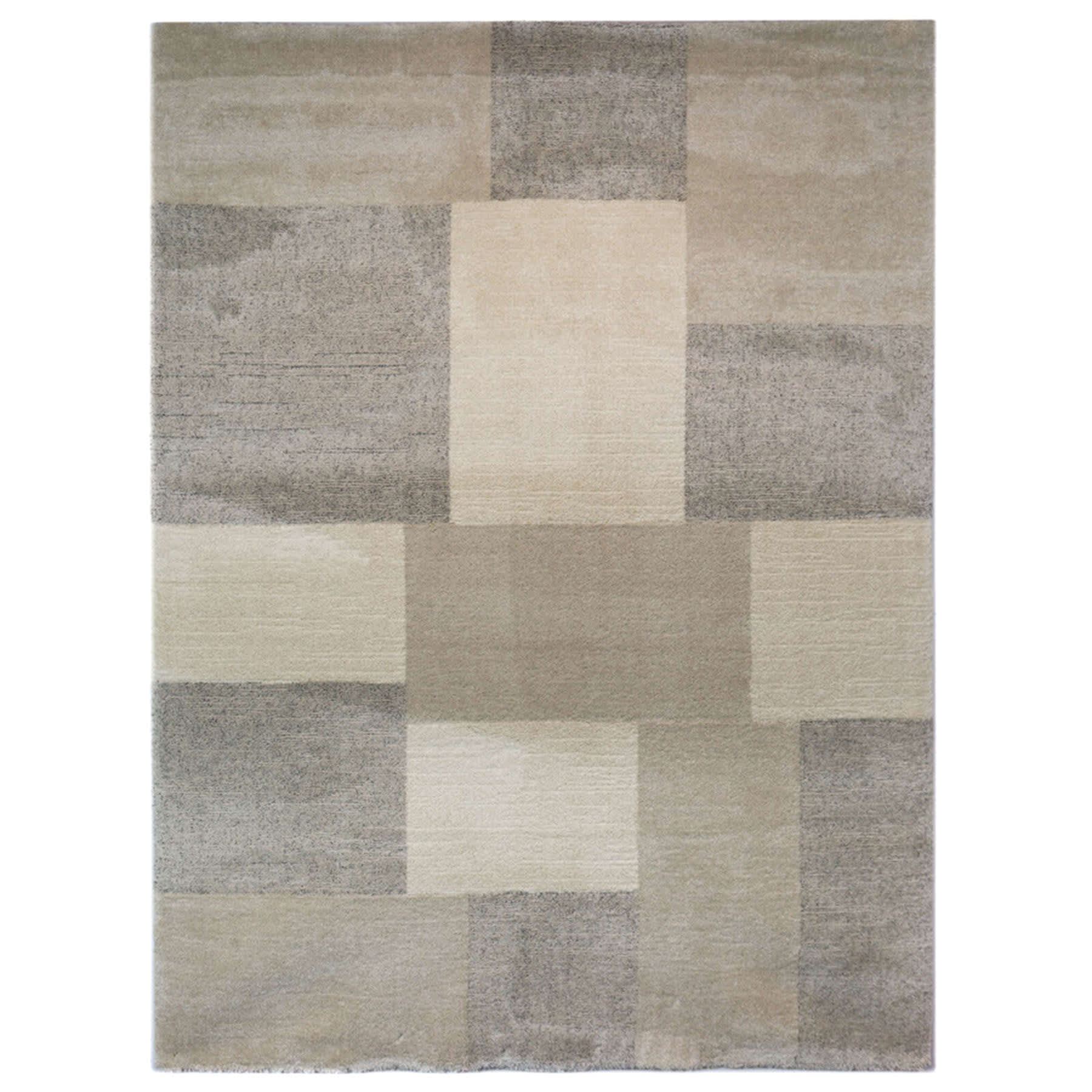 (A444) Siroc Neutral Blocks Area Rug, 5x7