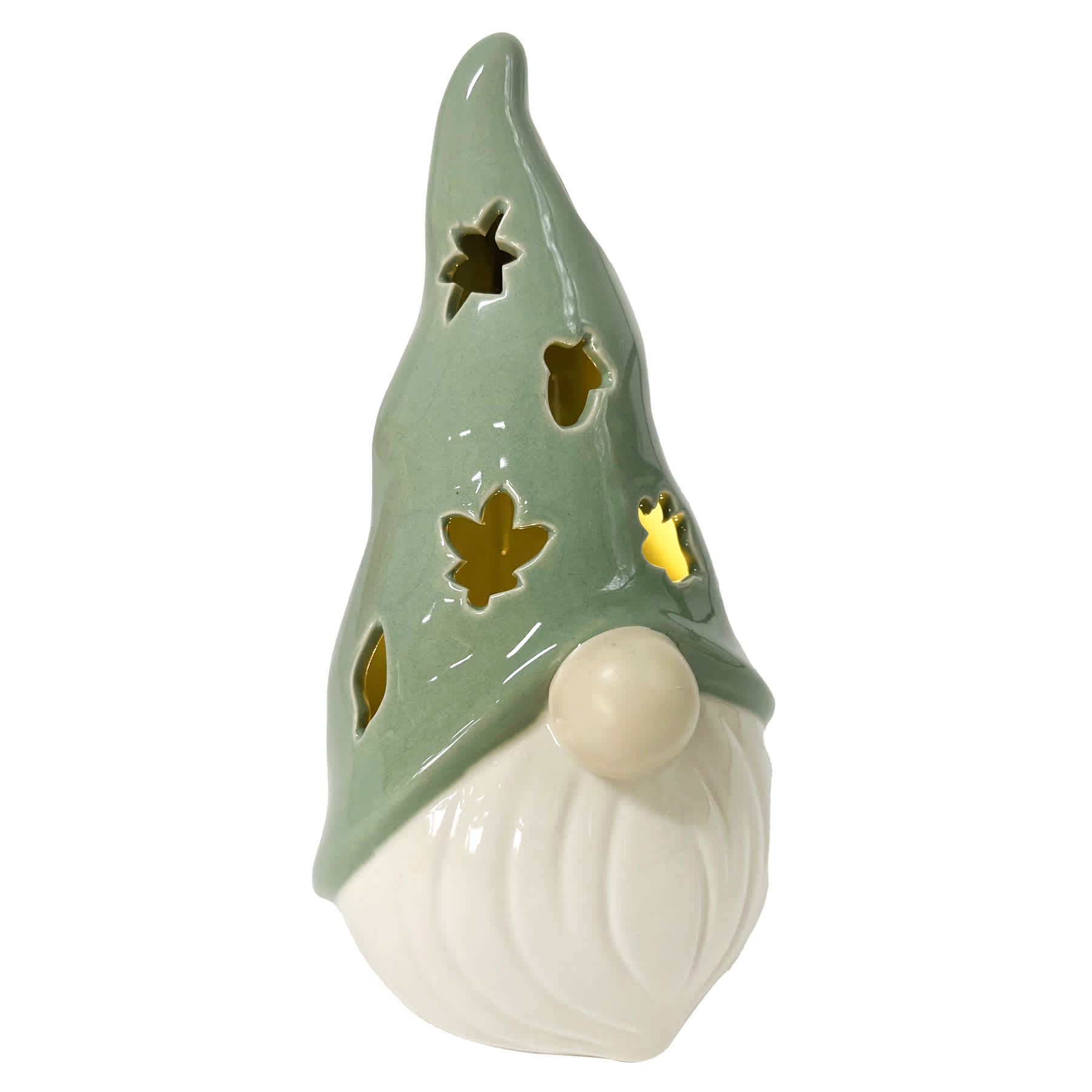 Homespun Harvest Green Ceramic Gnome Lantern, 7"