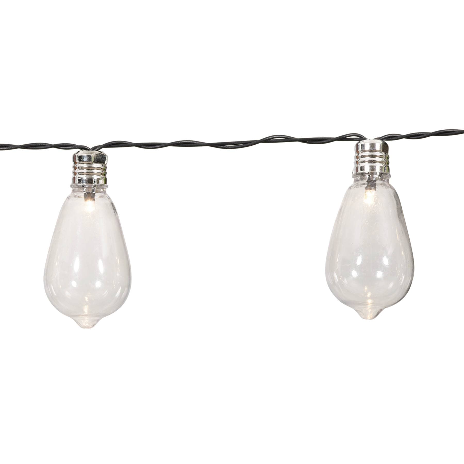 15-Count Solar LED Edison String Lights with Black Wire