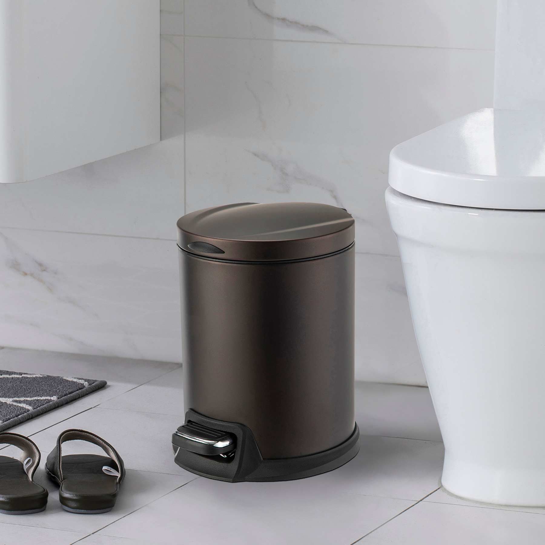 Brown Stainless Steel Pedal Trash Can, 5l