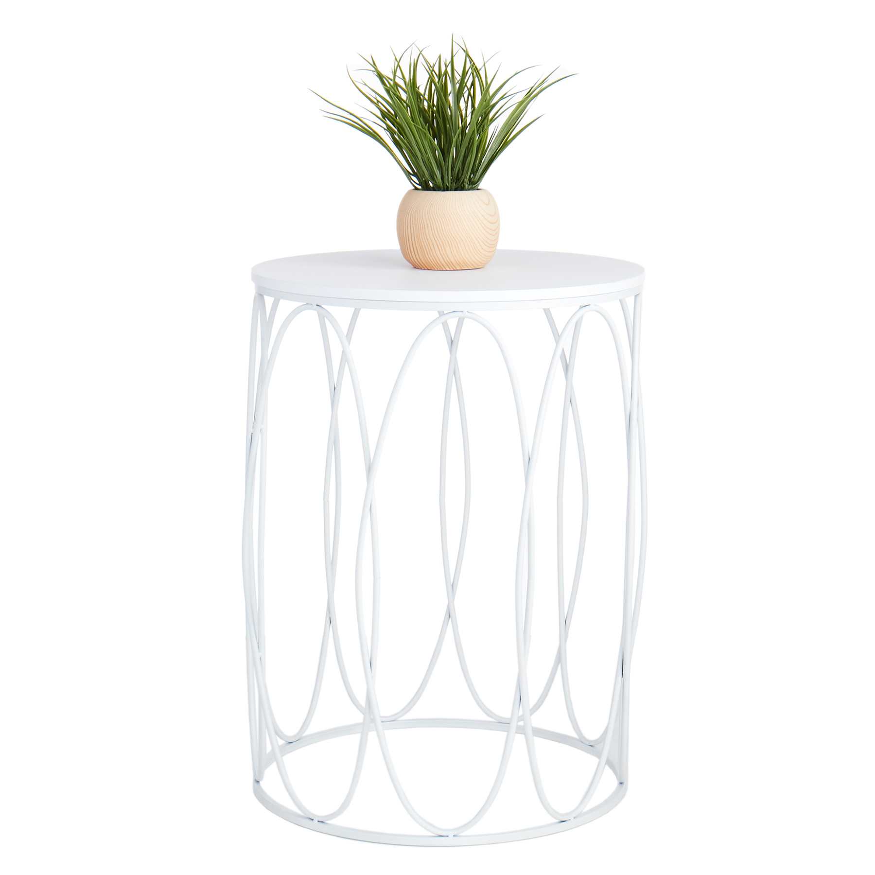 Providence Glam Oval White Drum Table, Medium