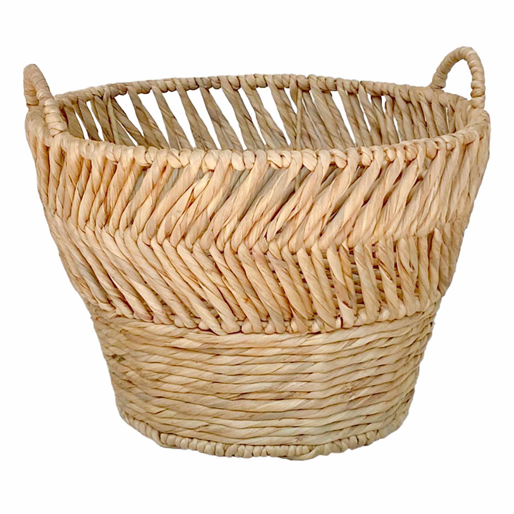 Zig Zag Round Water Hyacinth Storage Basket