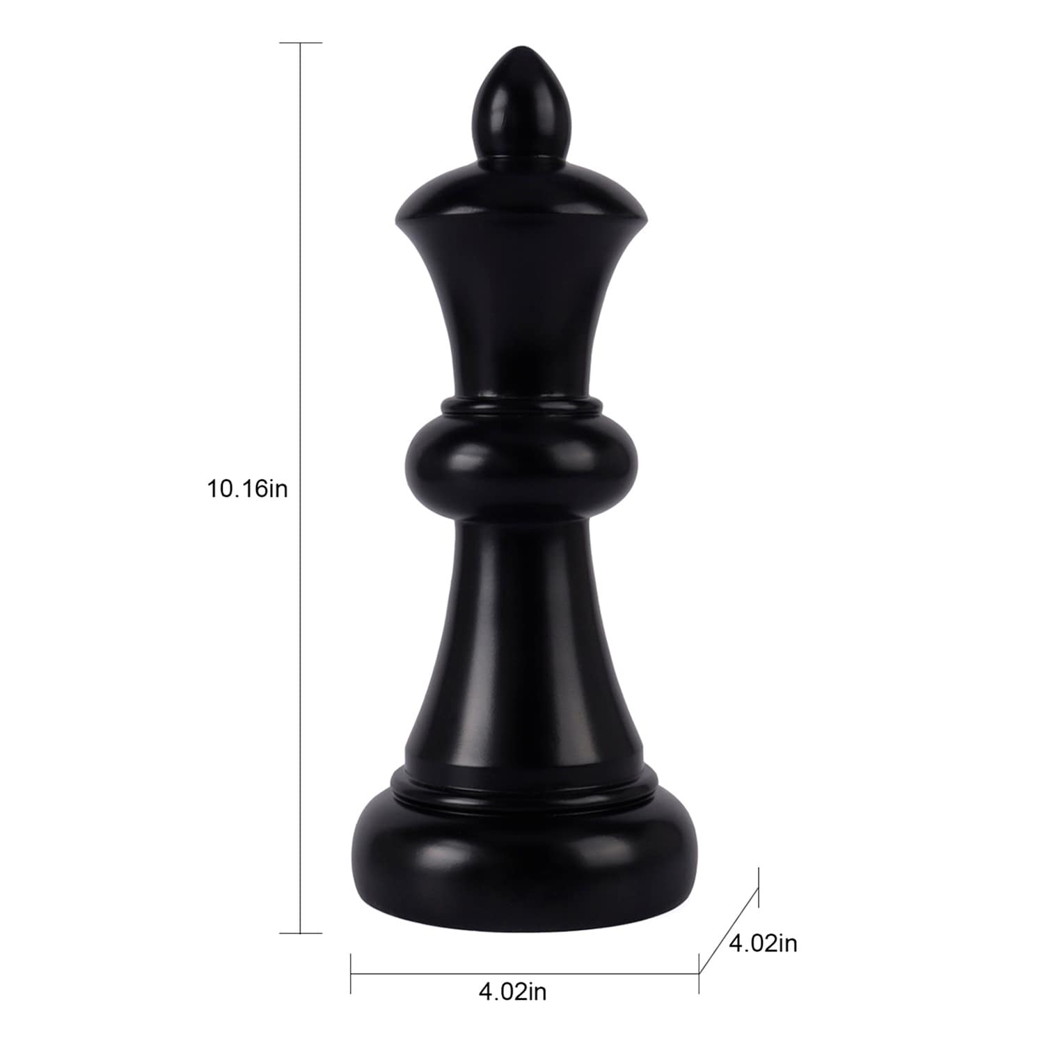 Black Resin Queen Chess Piece, 10"