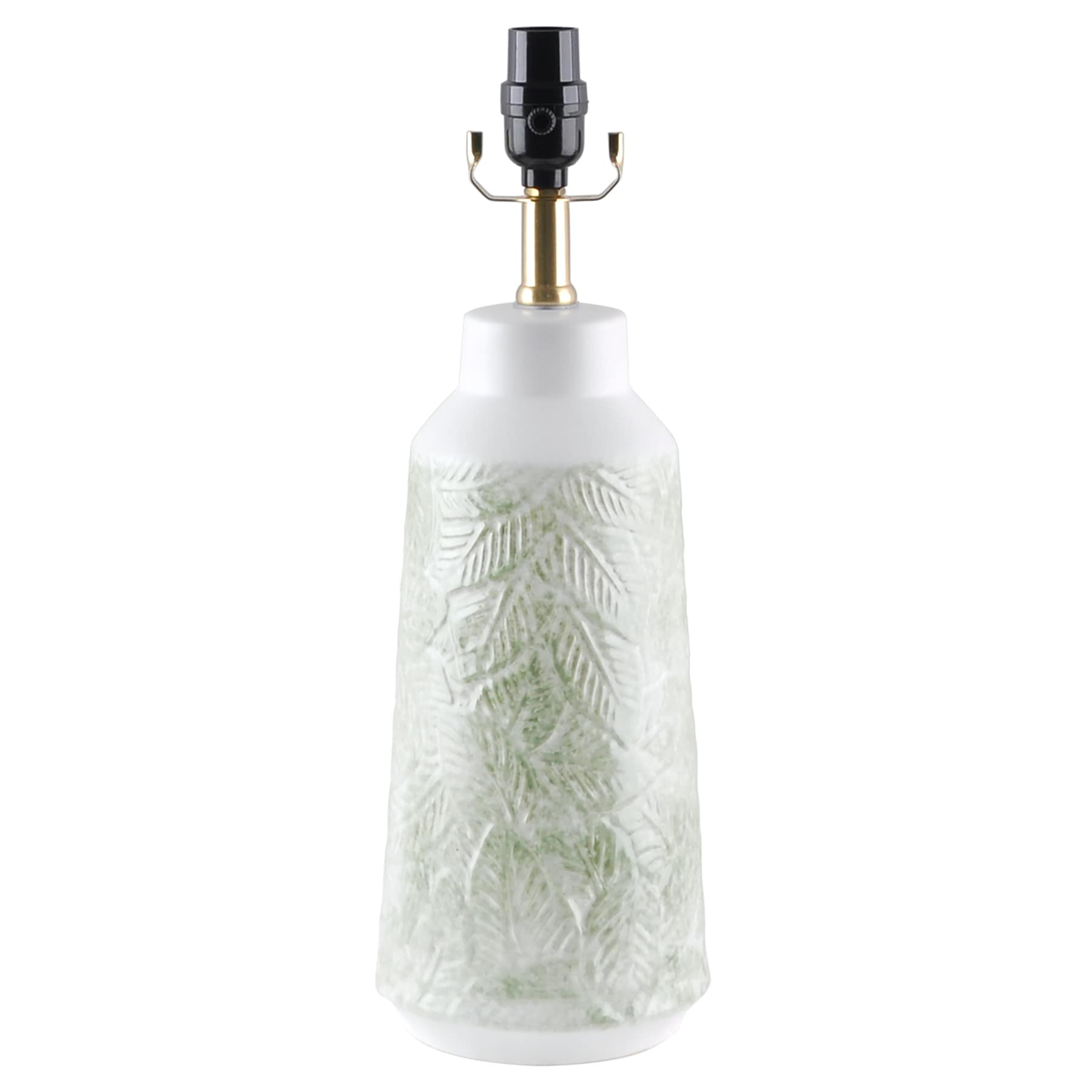 Found & Fable Green & White Embossed Leaf Ceramic Medium Lamp Base, 18"