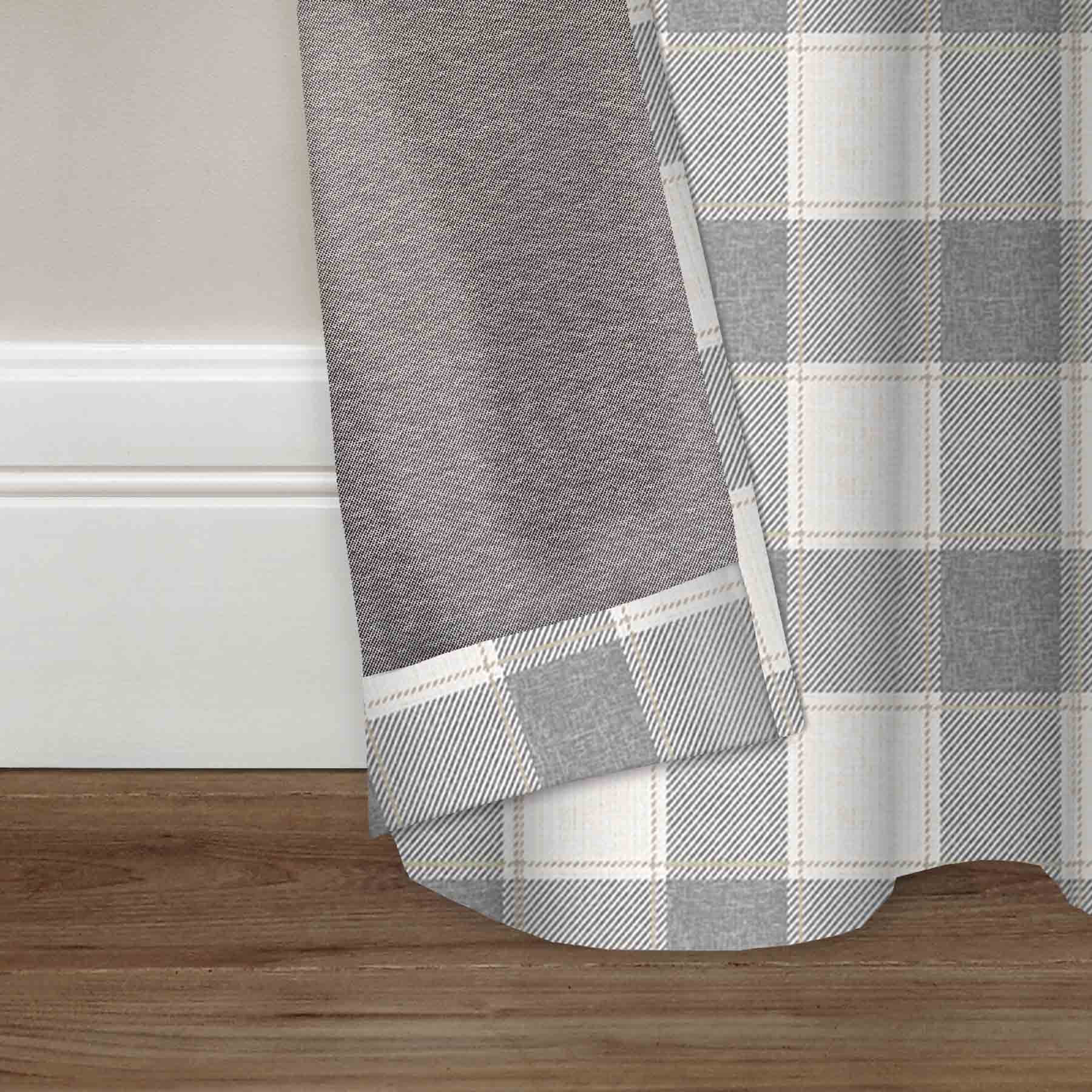 Natural Buffalo Check Light Filtering Curtain Panel, 84"