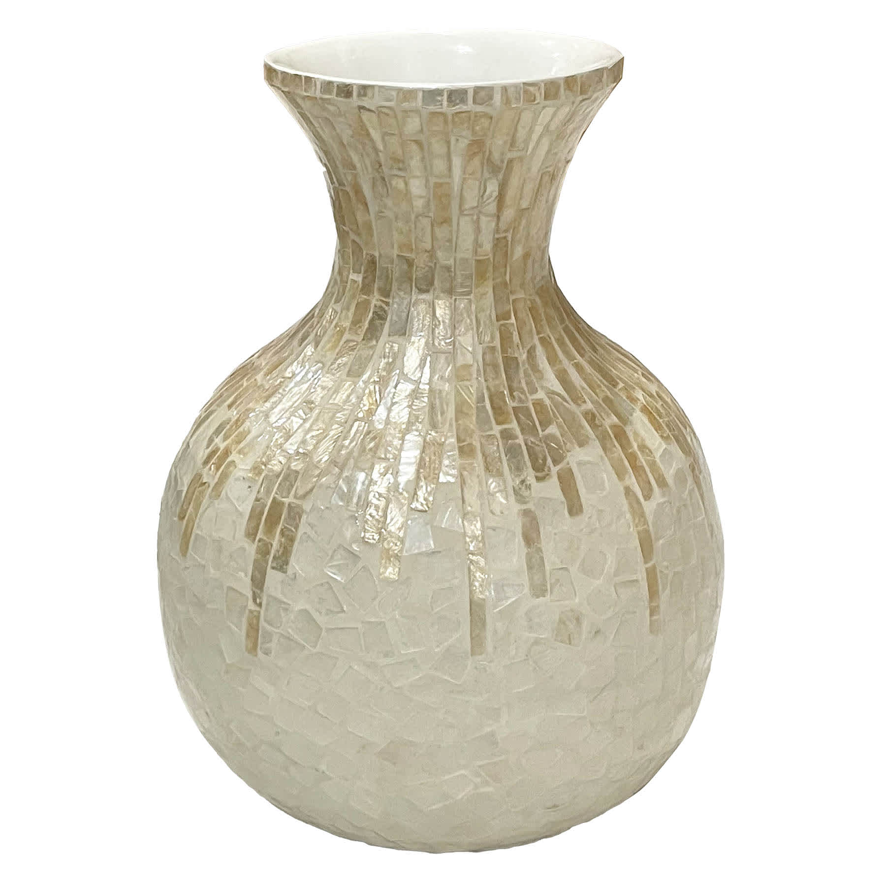 Gold & Natural Capiz Bamboo Vase, 13"