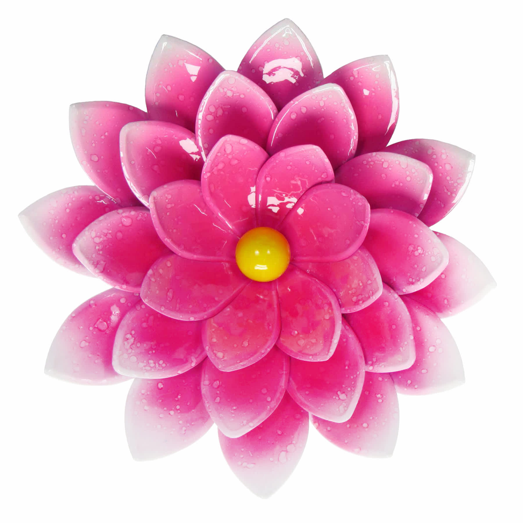 Pink Metal Flower Outdoor Wall Decor, 11"
