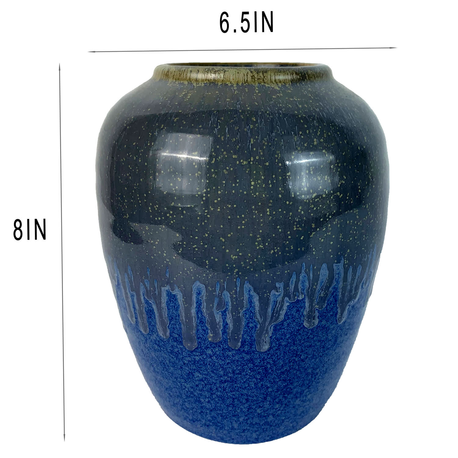Ty Pennington Blue Reactive Glaze Ceramic Vase, 8"