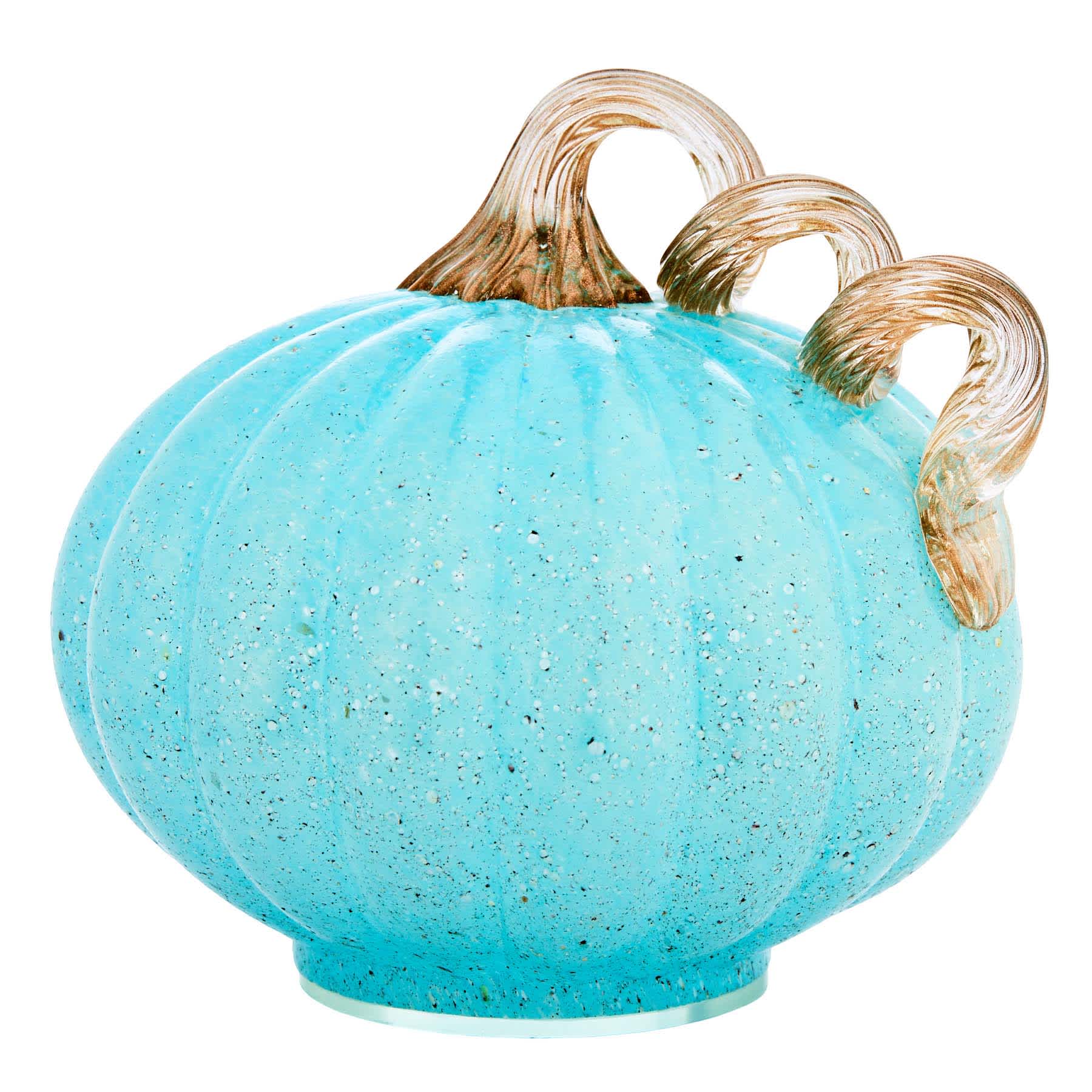 Blue Glass Pumpkin, 4"