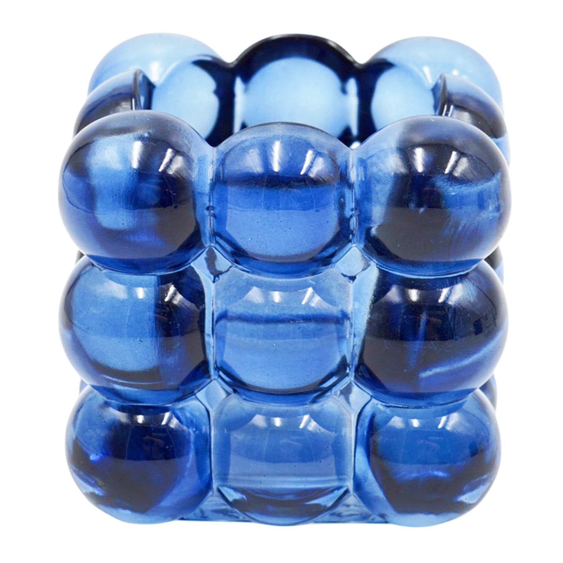Navy Blue Glass Votive Candle Holder, 3"