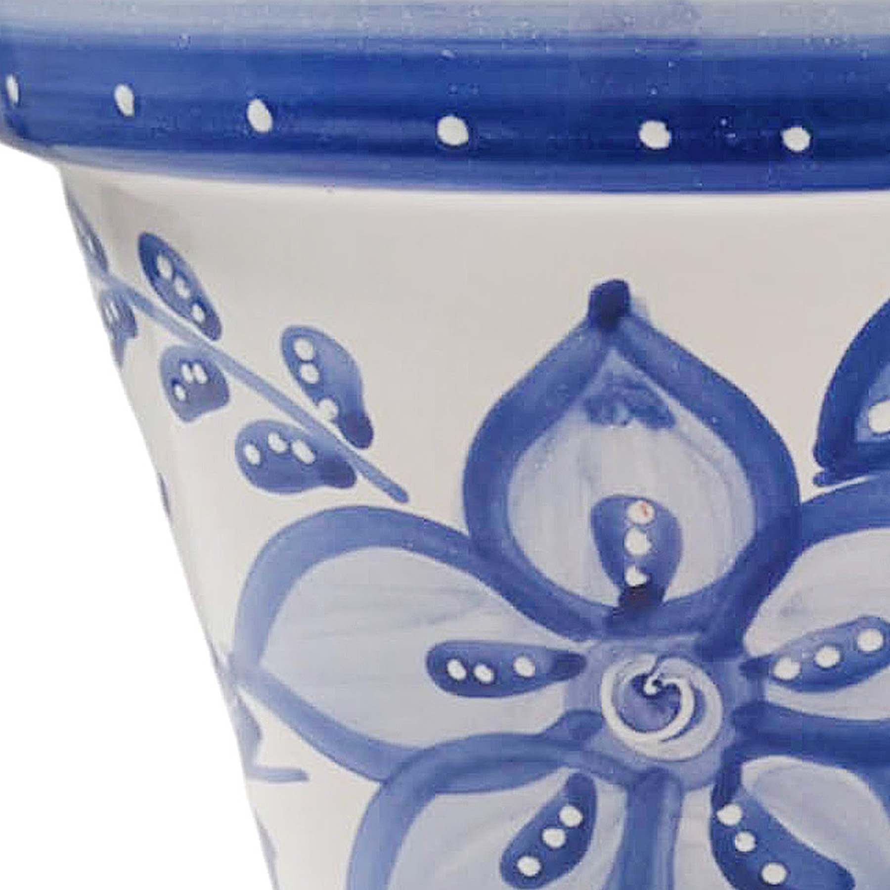 Hand Painted Blue Flower Outdoor Planter, Small