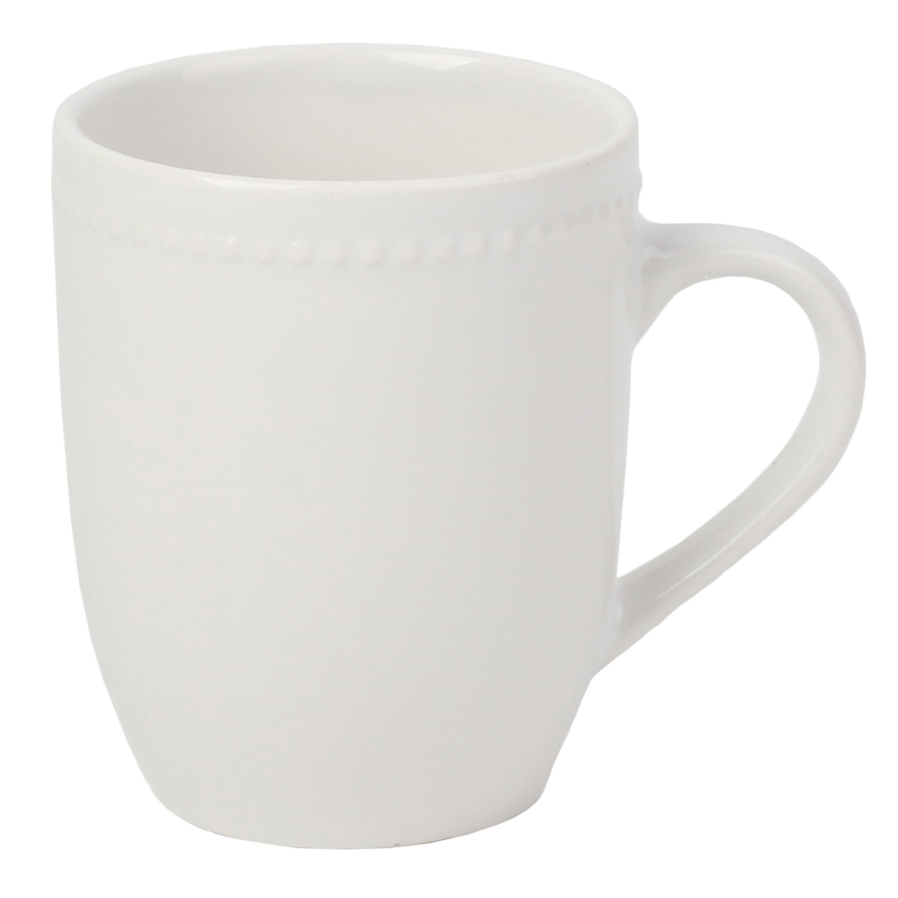 Providence White Beaded Mug, 12oz