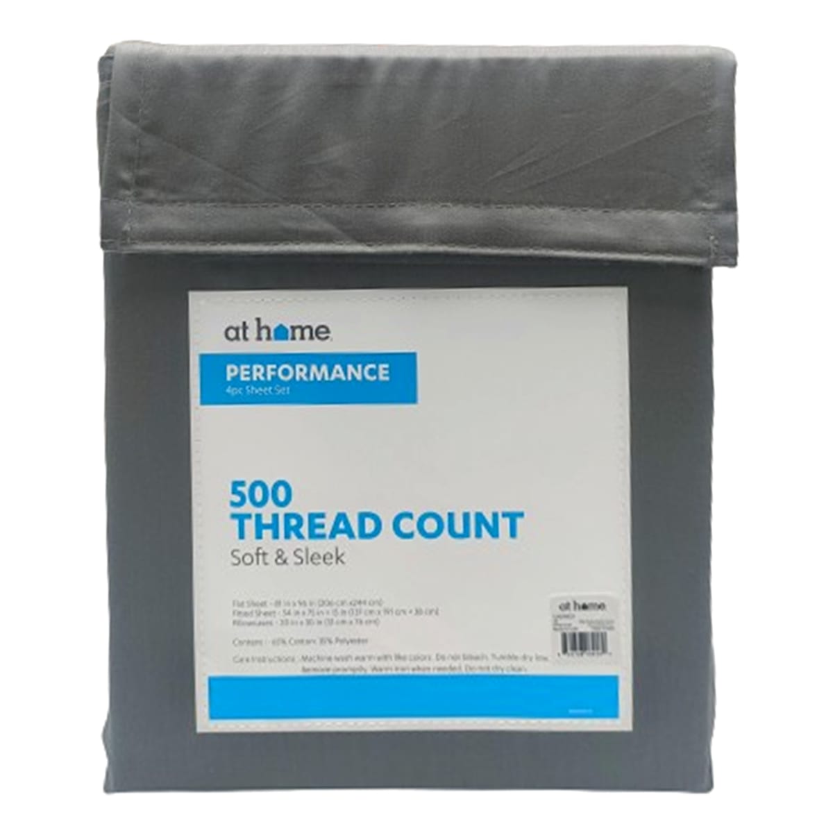 4-Piece Charcoal Grey 500 Thread Count Cotton Blend Sheet Set, Queen