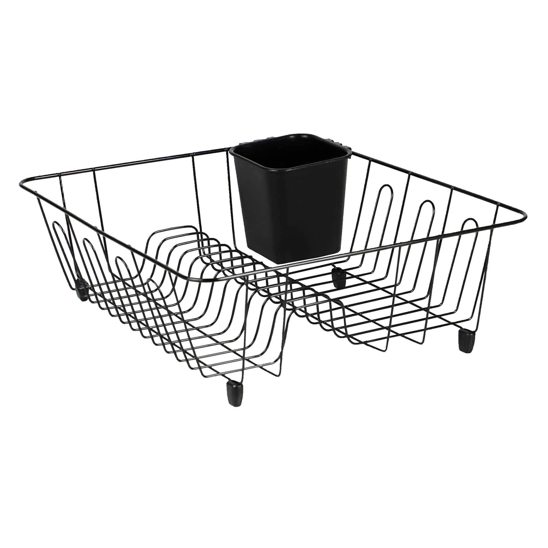 Wire Dish Rack with Holder, Black
