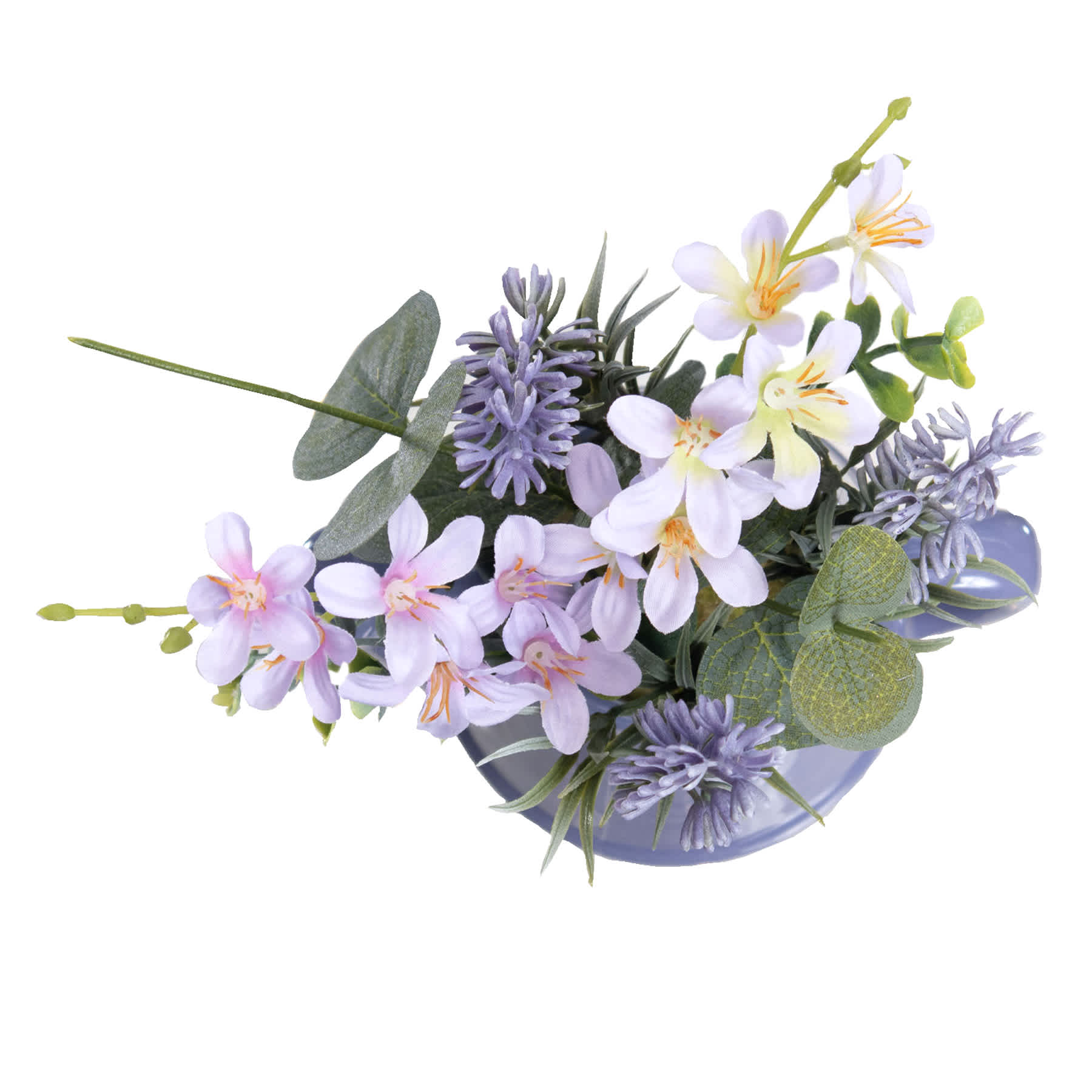 Star Flower & Lavender Arrangement in Purple Ceramic Pot, 7"