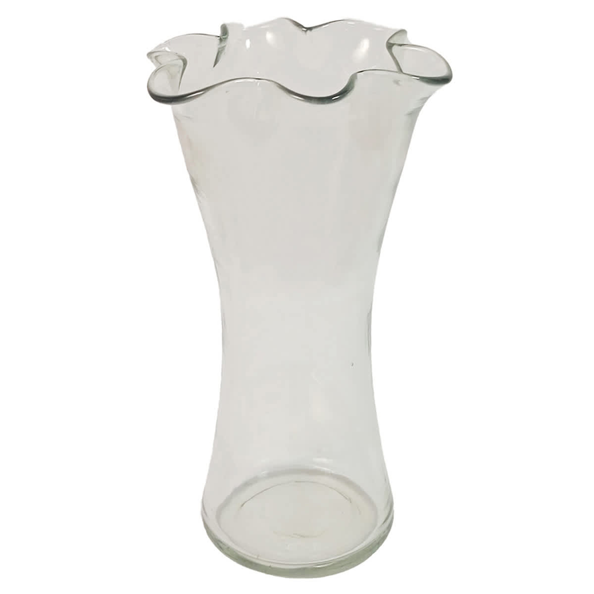 Pie Crust Top Glass Vase, 10"