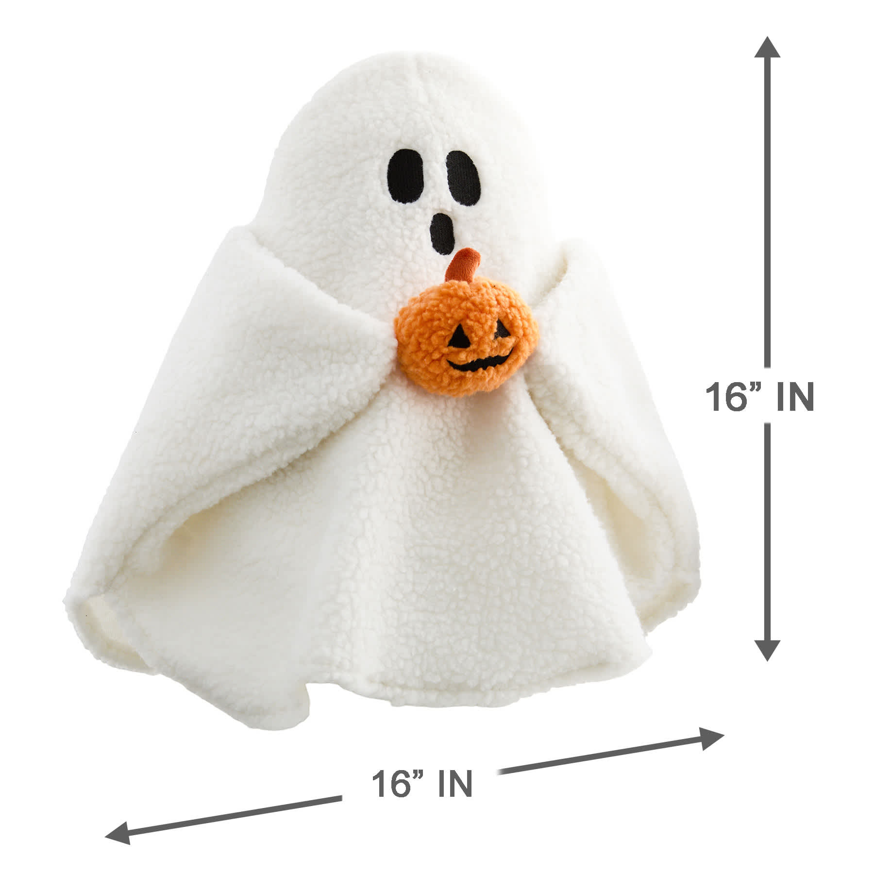 Happy Haunting Ghost Shaped Throw Pillow with Pumpkin, 16"