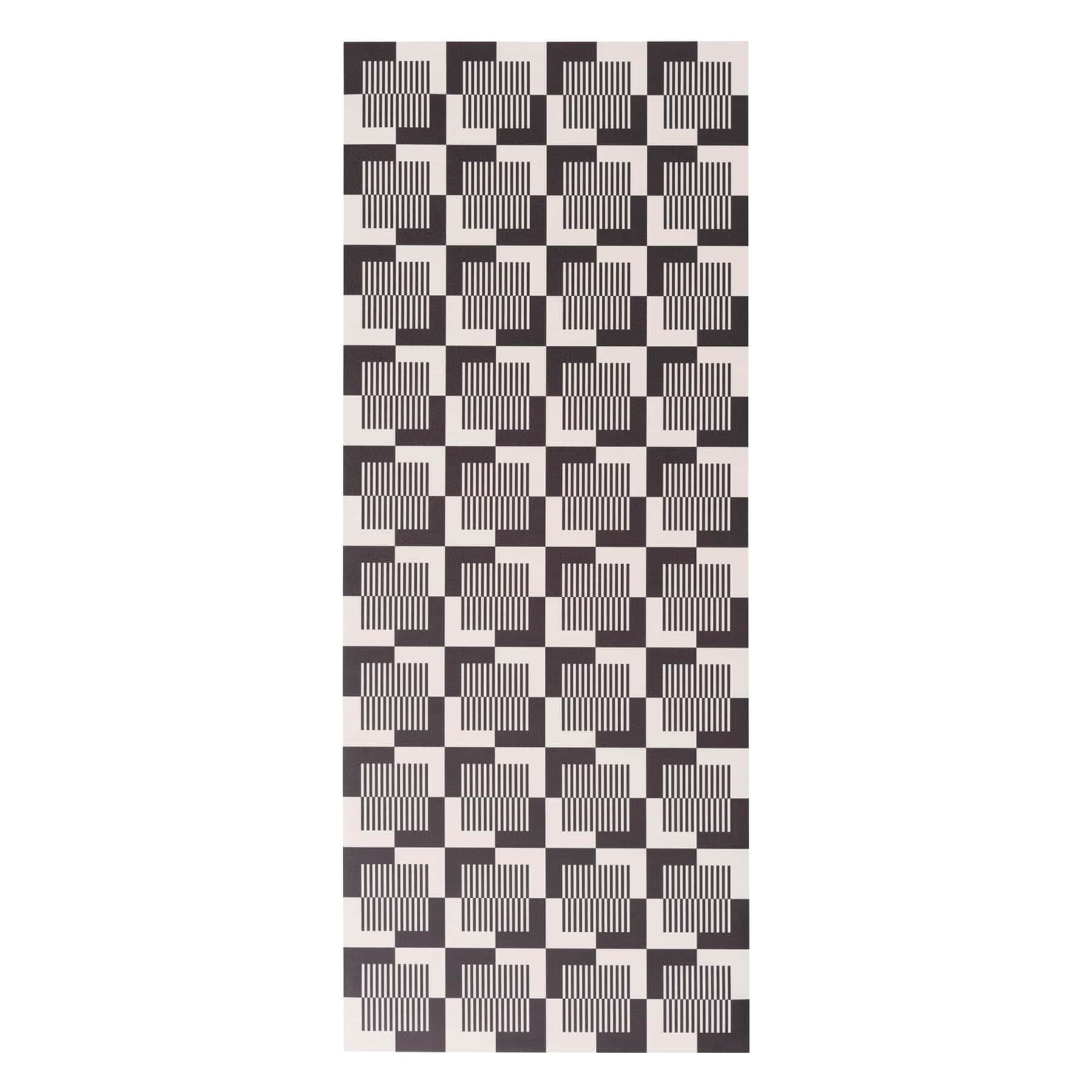 Black & Ivory Geo Vinyl Runner, 2x5