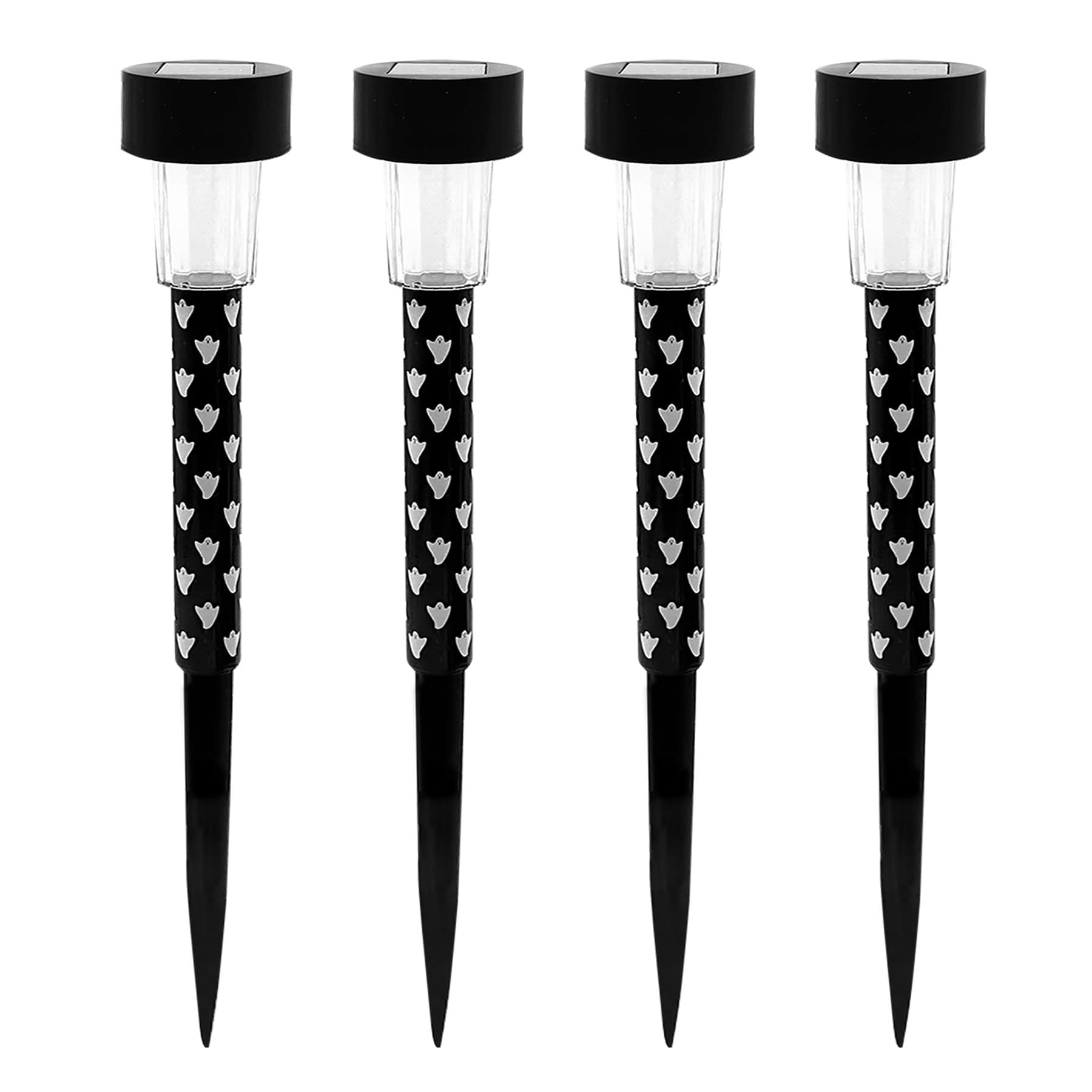 Black with White Ghosts Halloween Rocket Light Set