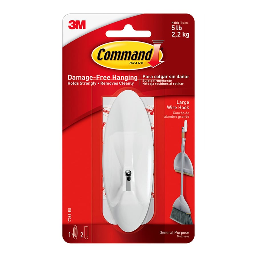 Command? Large Wire Hook, 1-Hook, 2-Strips/Pack, White