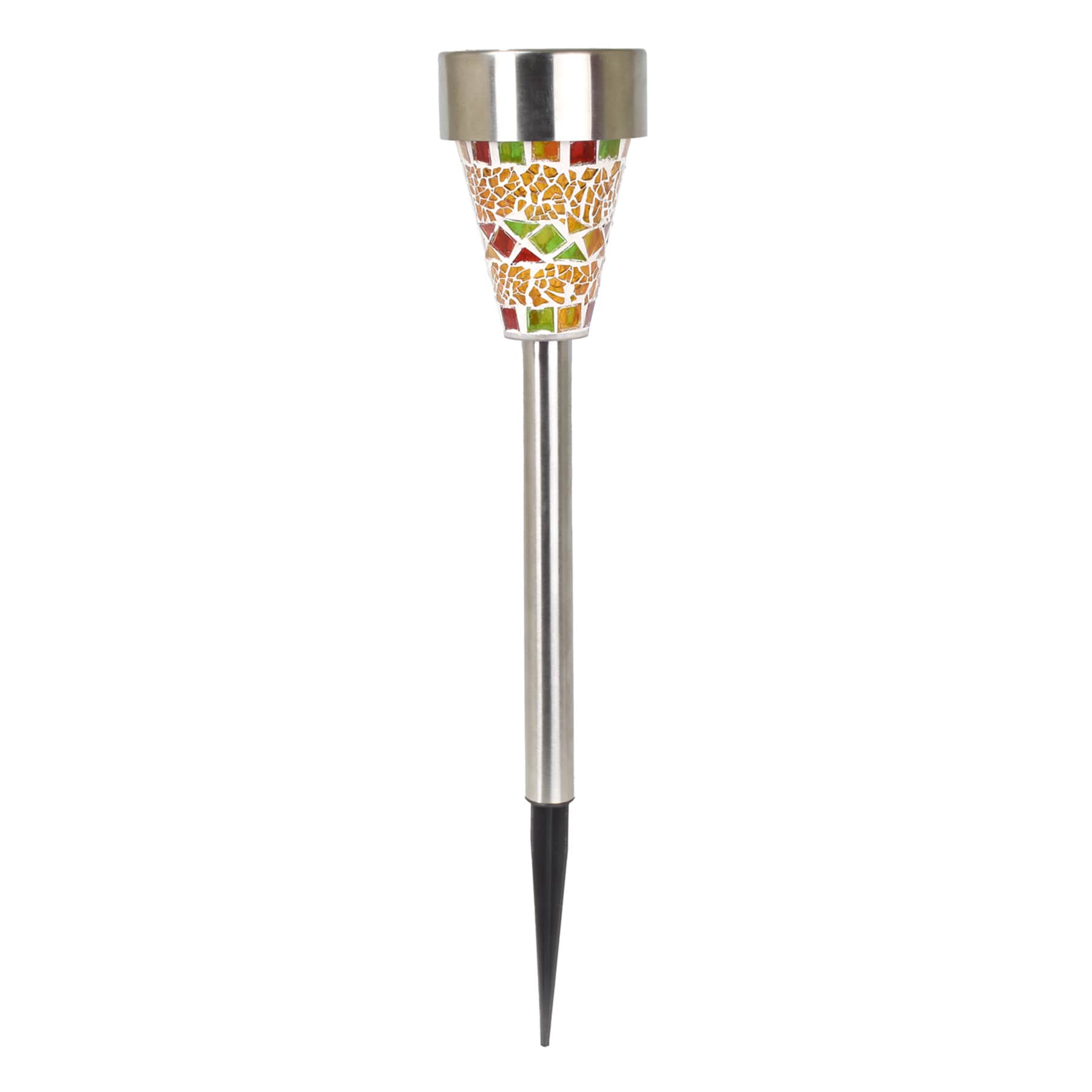 Solar Orange Mosaic Pathway Light