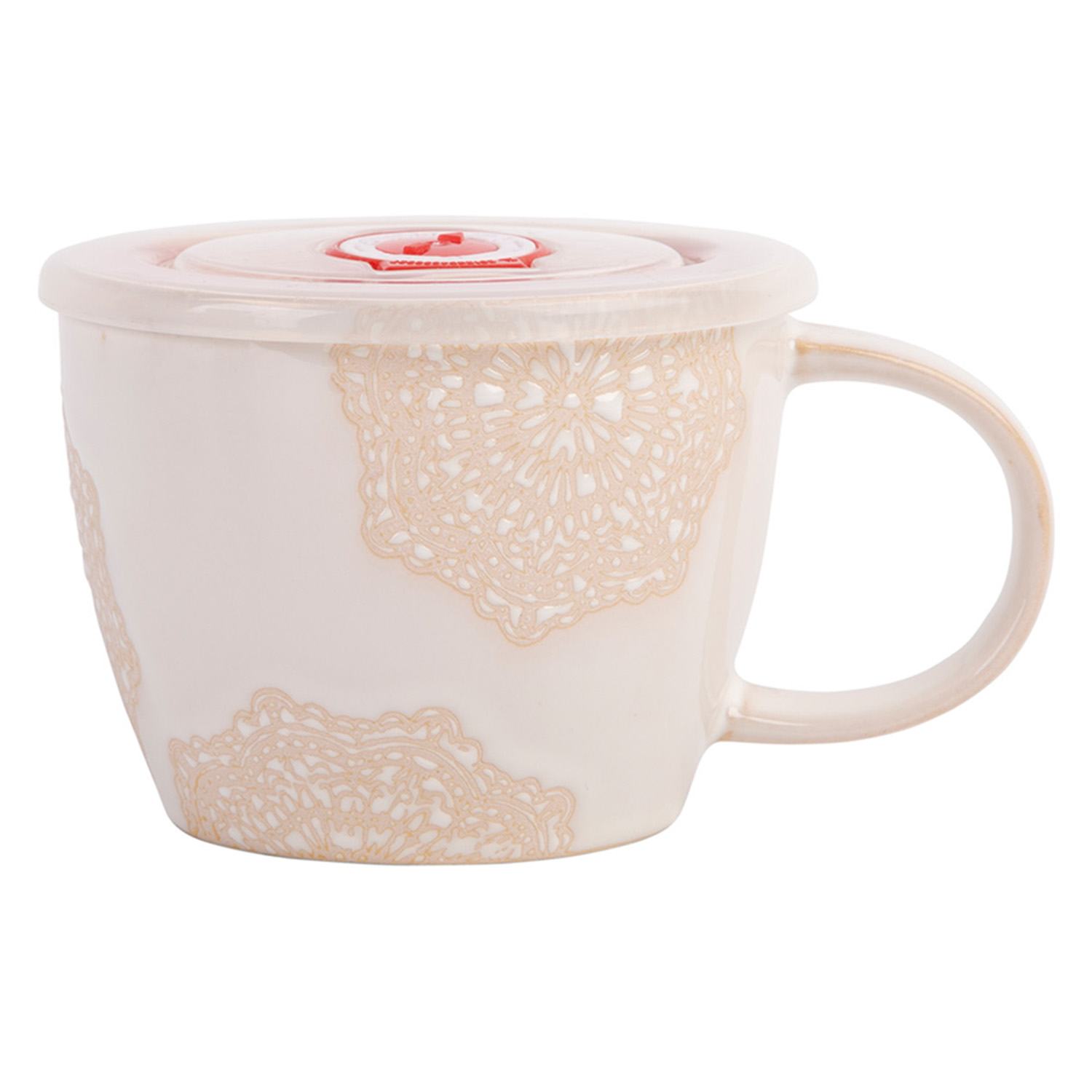 Ivory Flower Soup Mug, 8.5oz