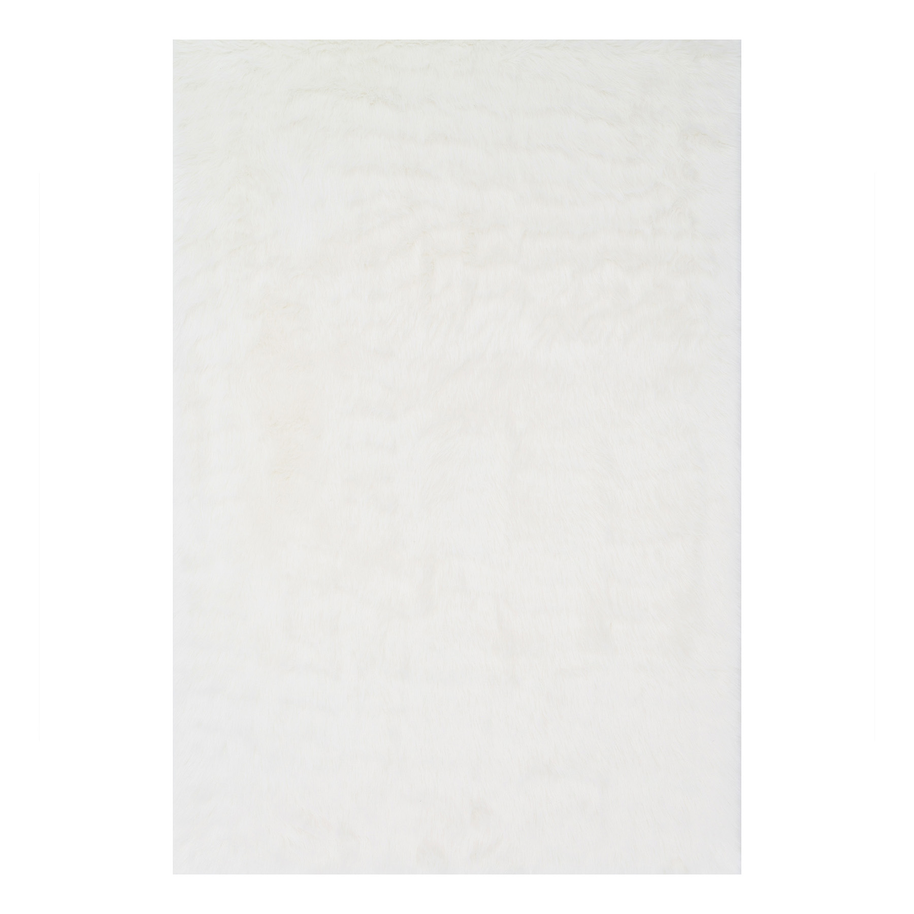 (C150) Vale Ivory Faux Fur Shag Area Rug, 5x7