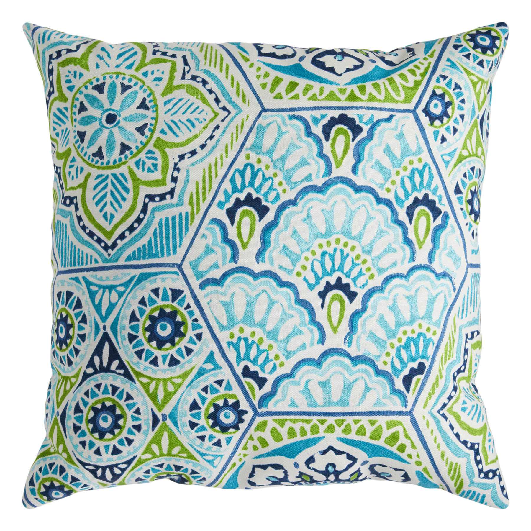 Calista Teal Square Outdoor Throw Pillow, 16"