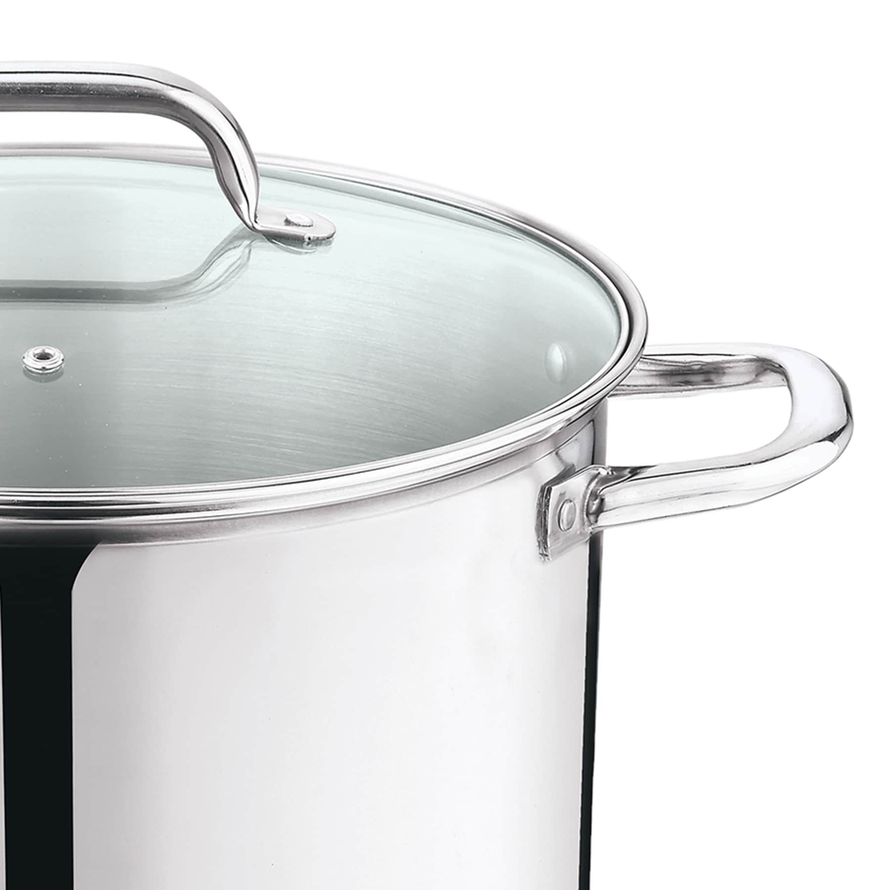 Stainless Steel Stockpot with Glass Lid, 16qt