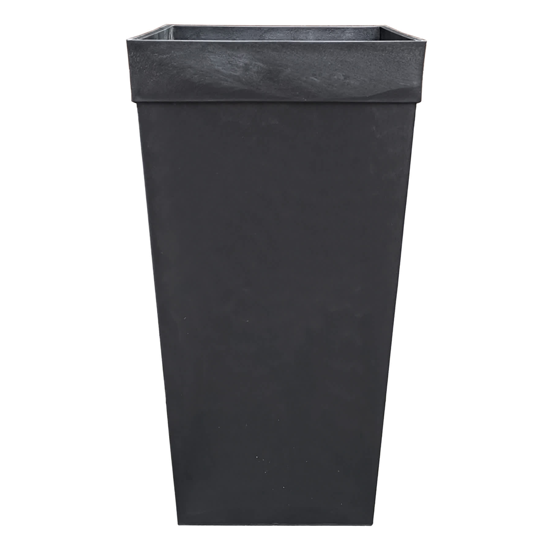 Tall Smooth Black Outdoor Planter, 25"