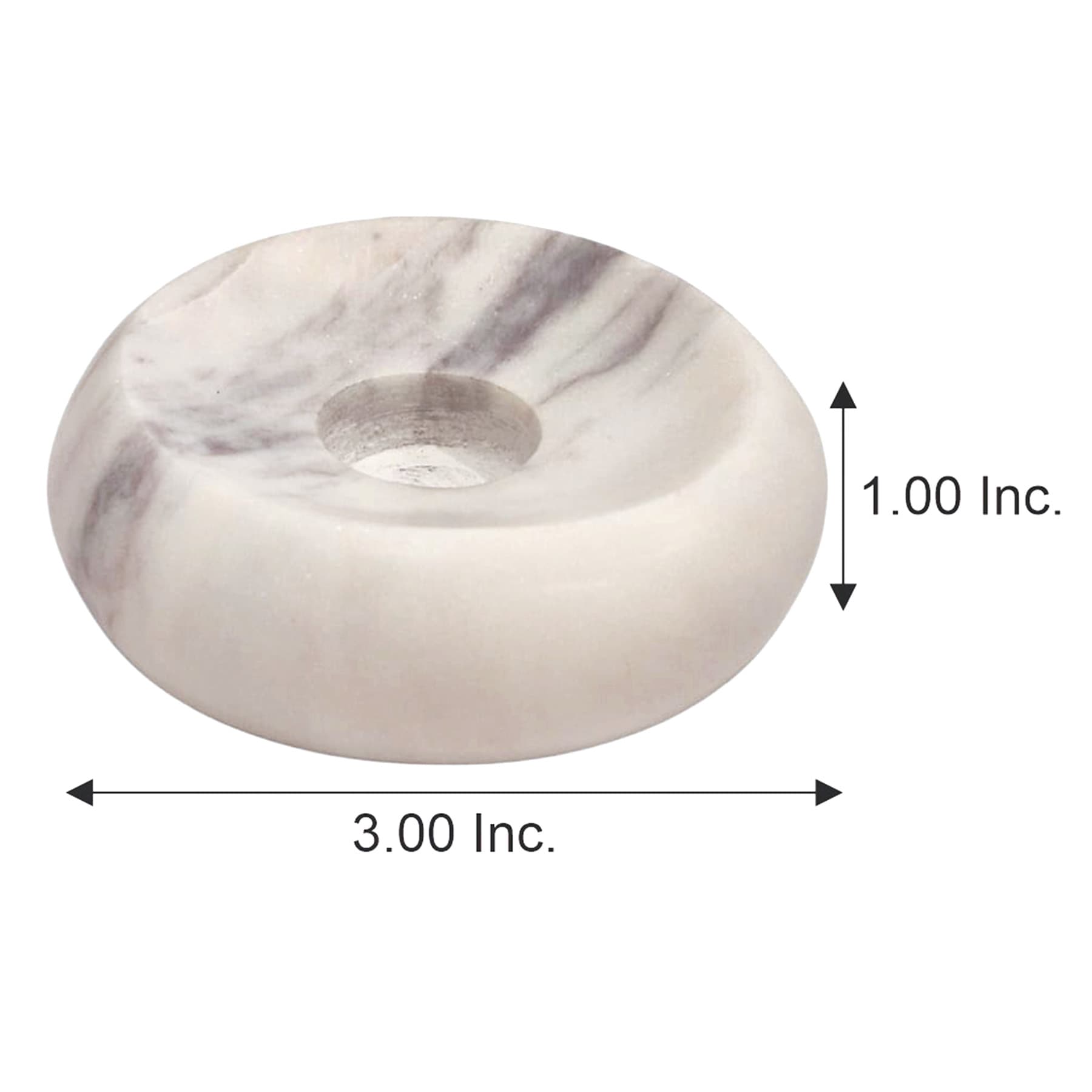 White Marble Taper Candle Plate, 4"