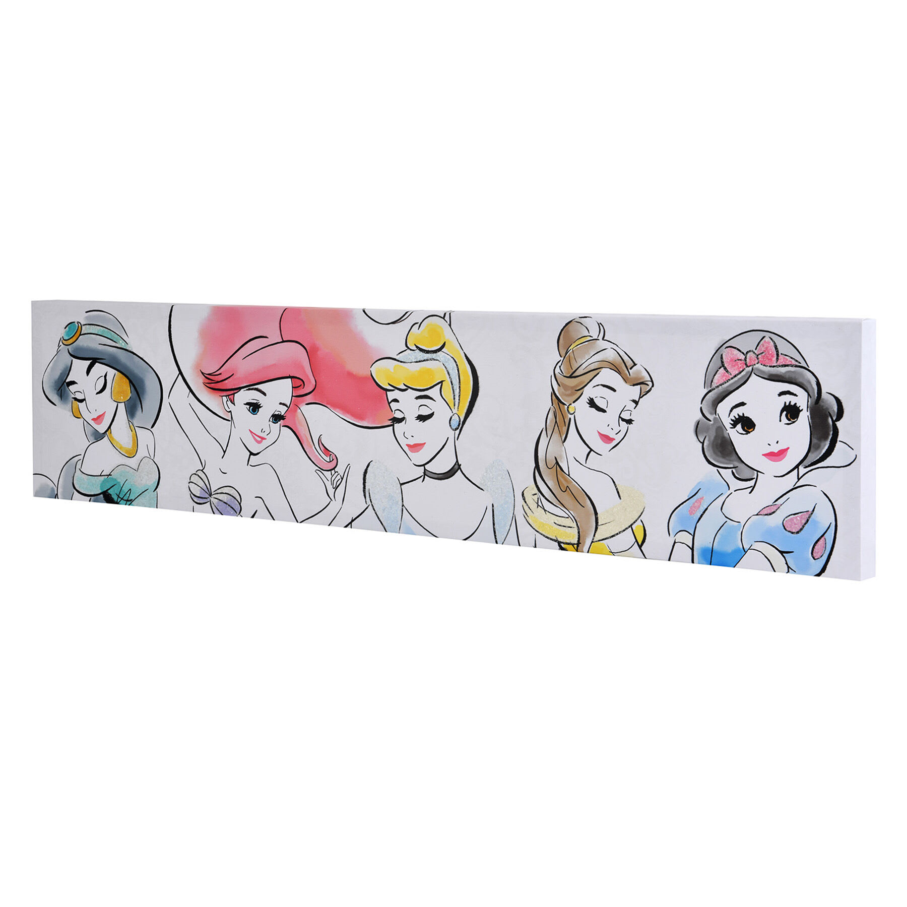 Disney Princesses Watercolor Canvas Wall Art, 36x9