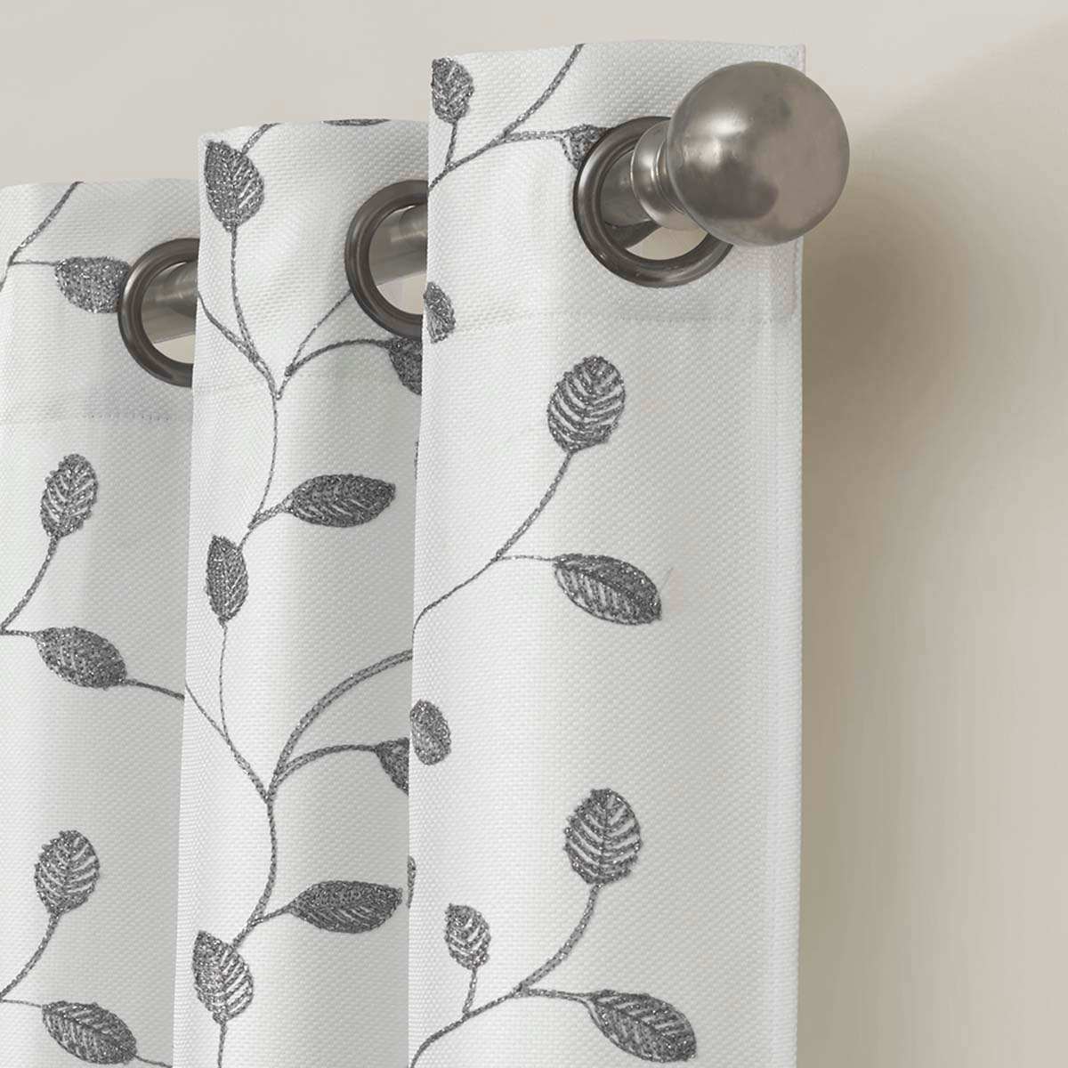 Rockwell White Embroidered Blackout Grommet Curtain Panel, 84"