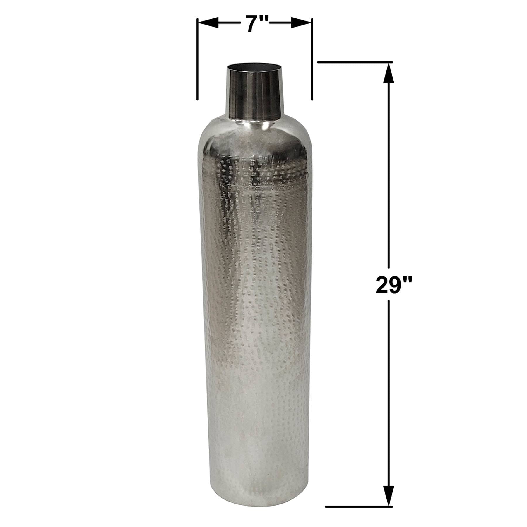 Smooth Silver Metal Oversized Vase, 29"