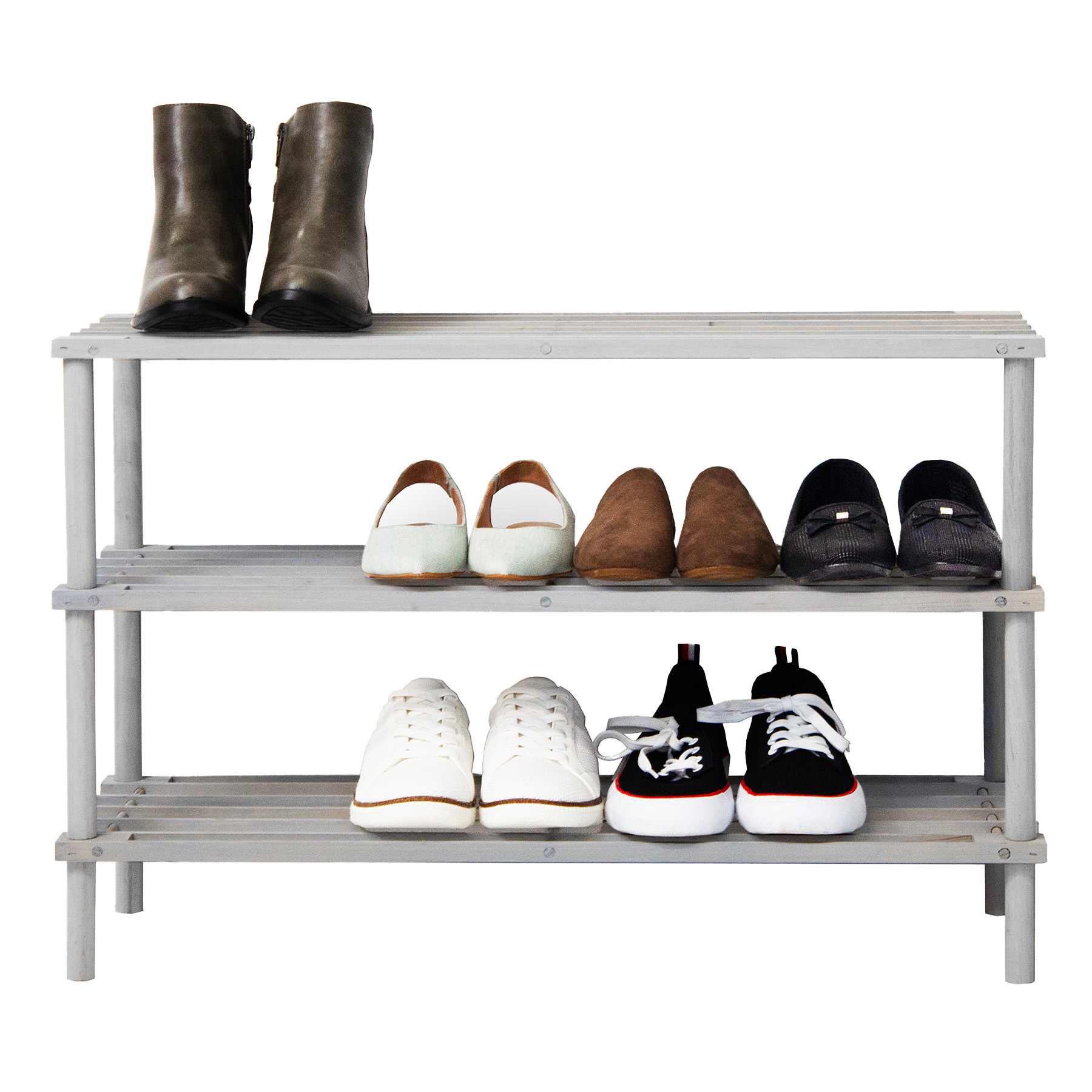 3 Tier Wood Shoe Rack - Barnyard Grey
