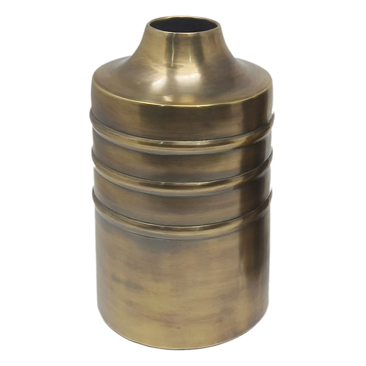 Honeybloom Checkered Brass Vase, 11.5"