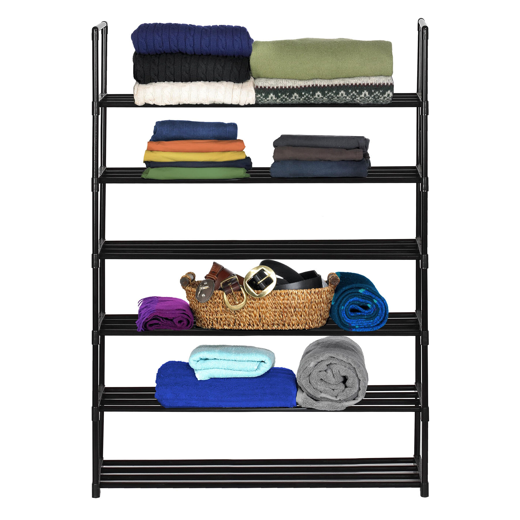 6-Tier Metal Shoe Rack, Black