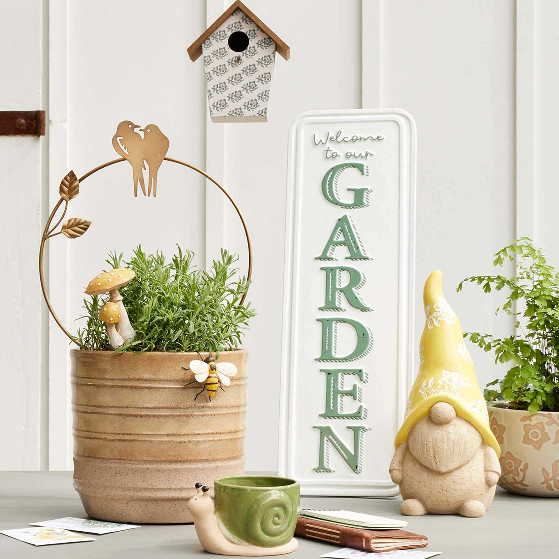 Honeybloom Floral Block Print Rustic Birdhouse, 8"