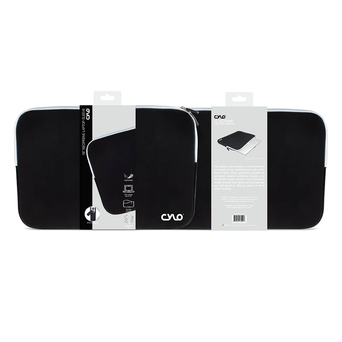 16 Neoprene Laptop Sleeve Black/White