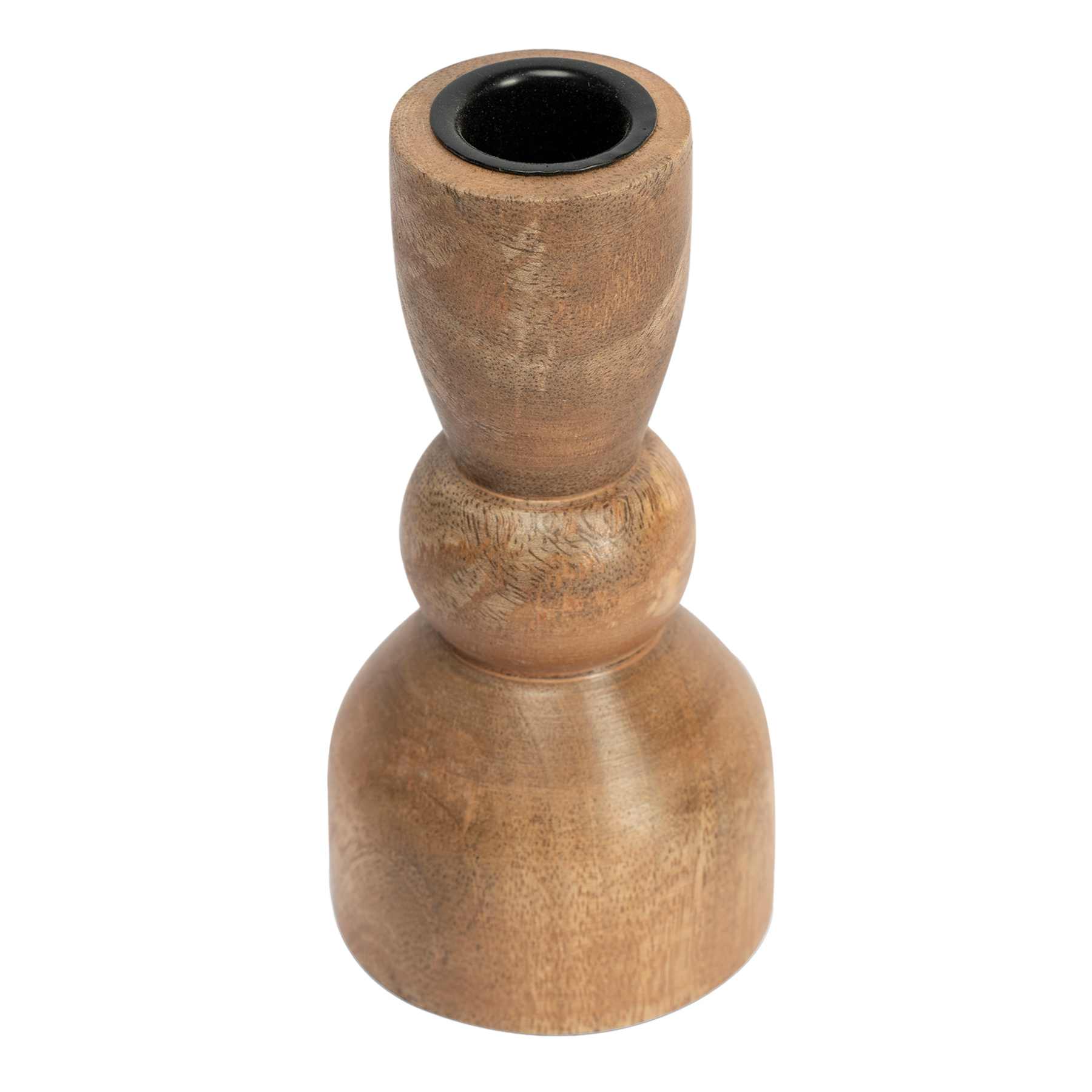 Natural Wooden Taper Candle Holder, 6"