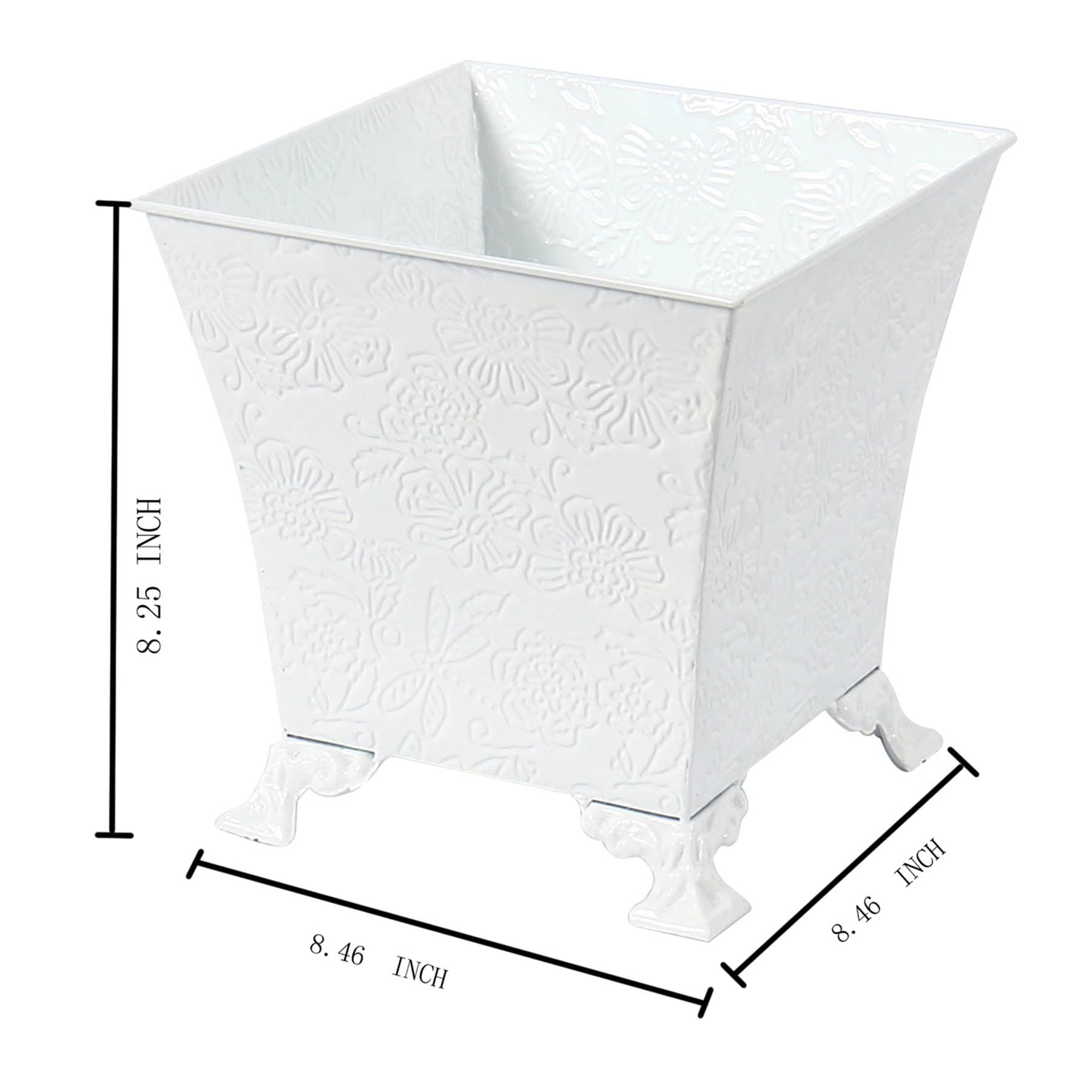 Providence White Metal Outdoor Planter, Small