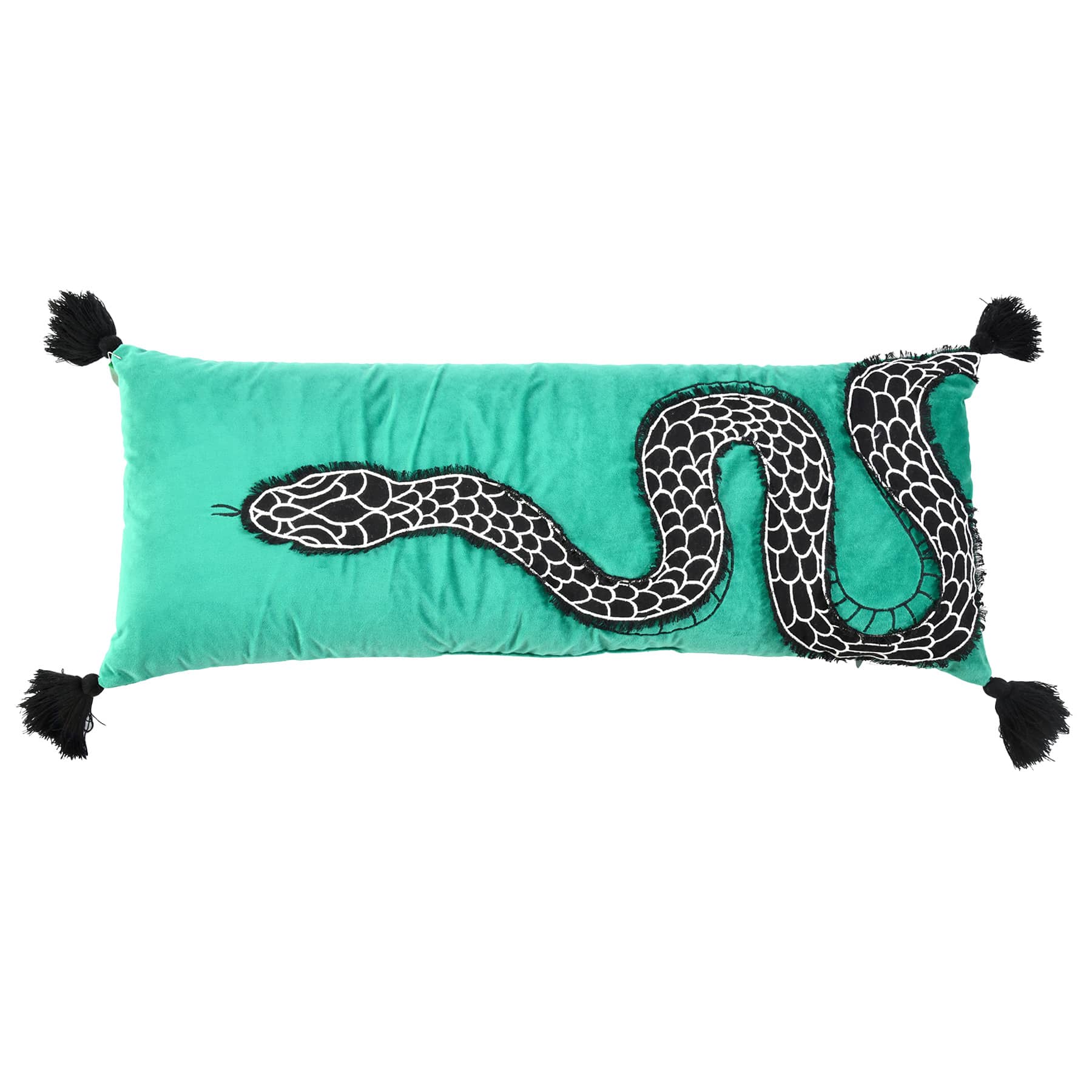 Spellbound Embroidered Snake Oblong Throw Pillow, 14x36