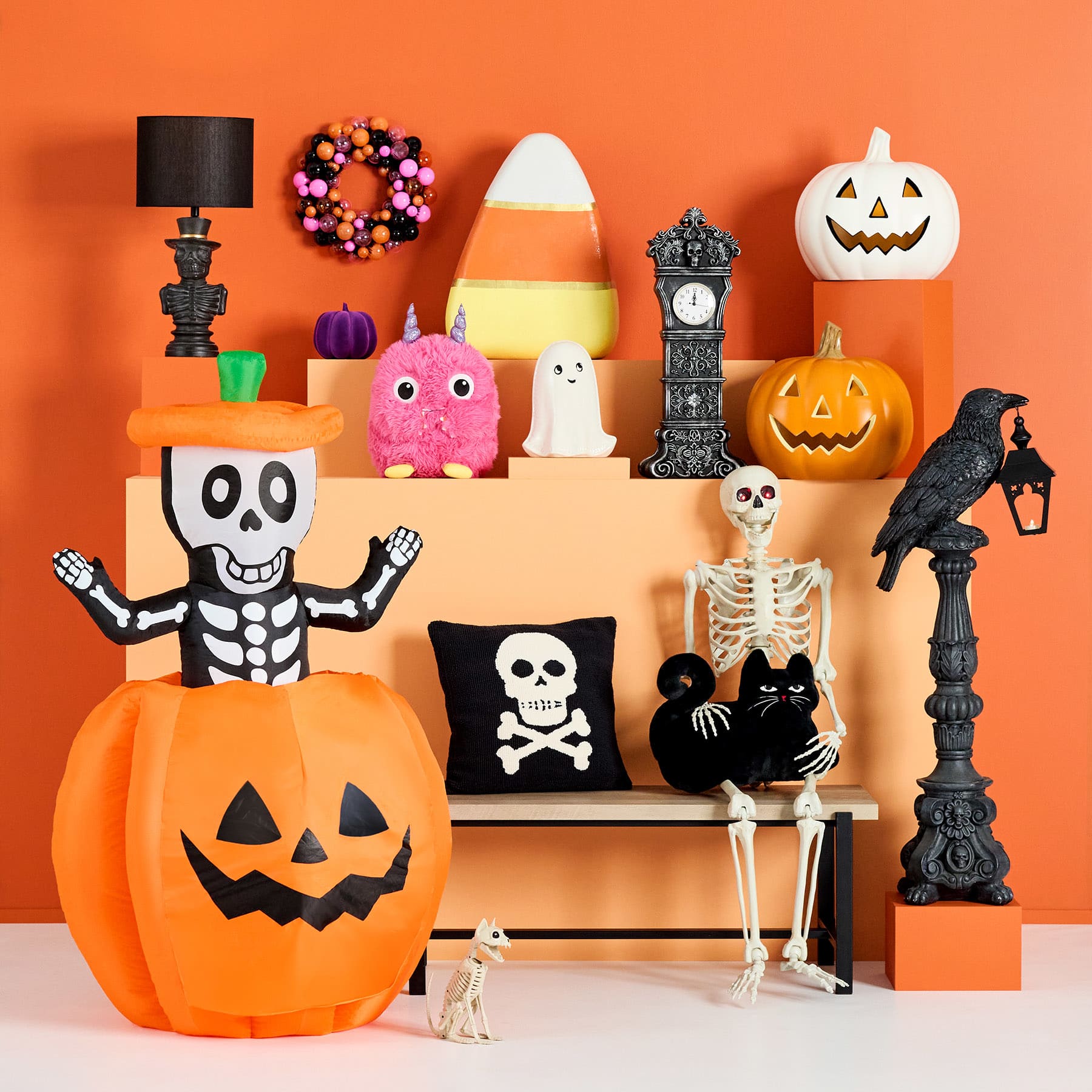 Midnight Shadows Black Halloween Clock, 27"