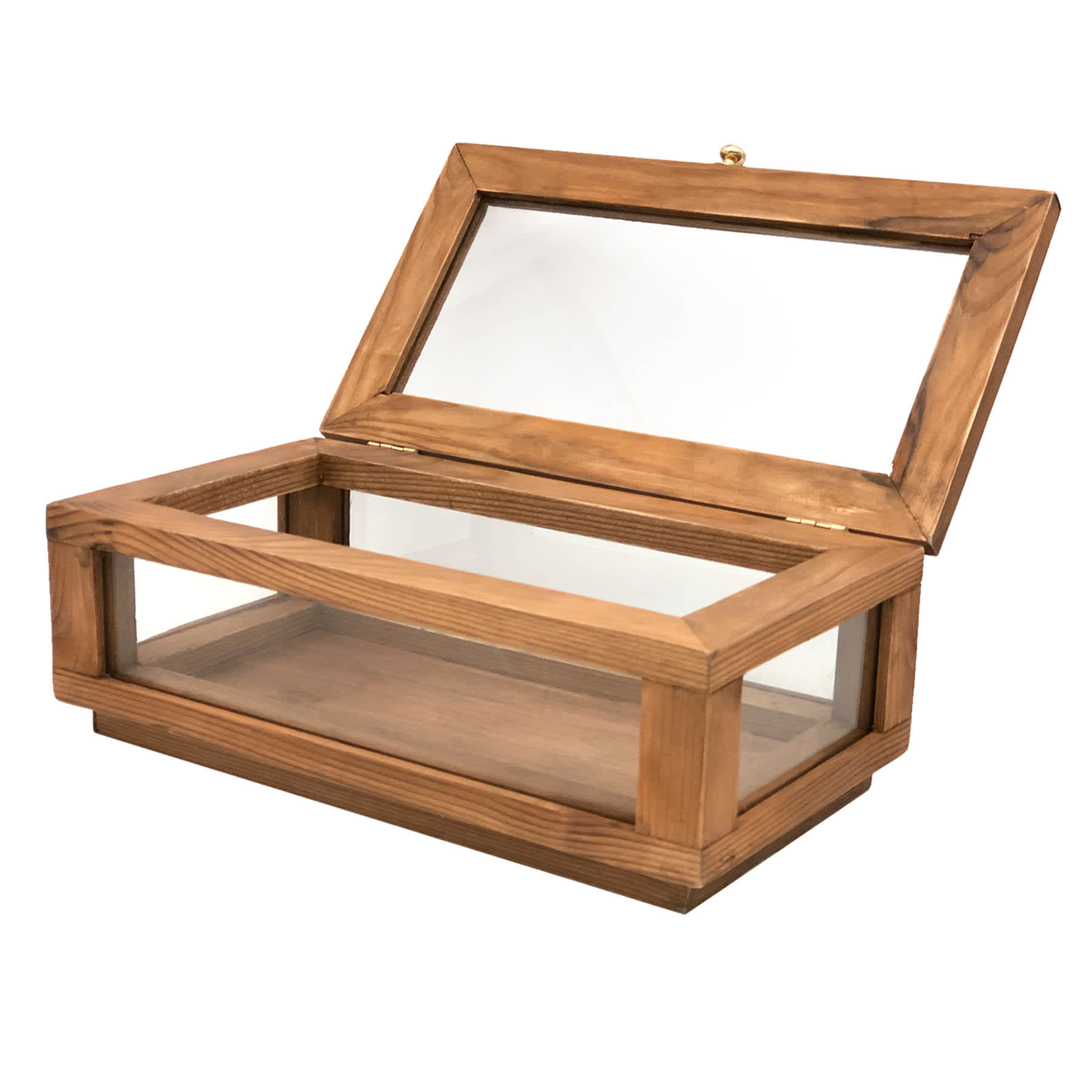 Honeybloom Brown Wood Glass Box, 8x4.5