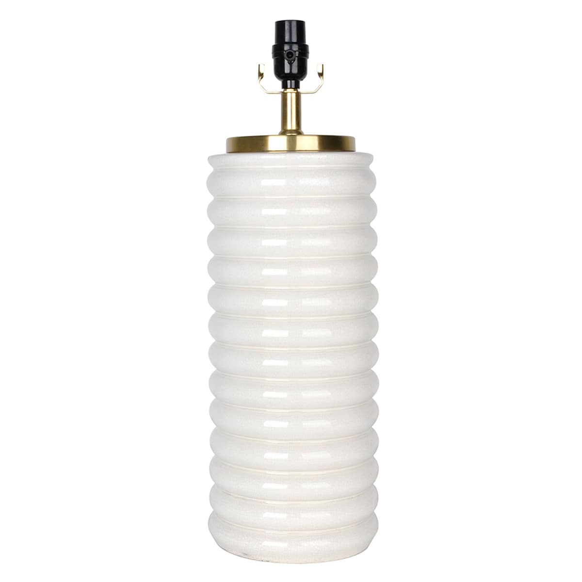 Off White Ceramic Stacked Column Medium Table Lamp Base, 21.5"