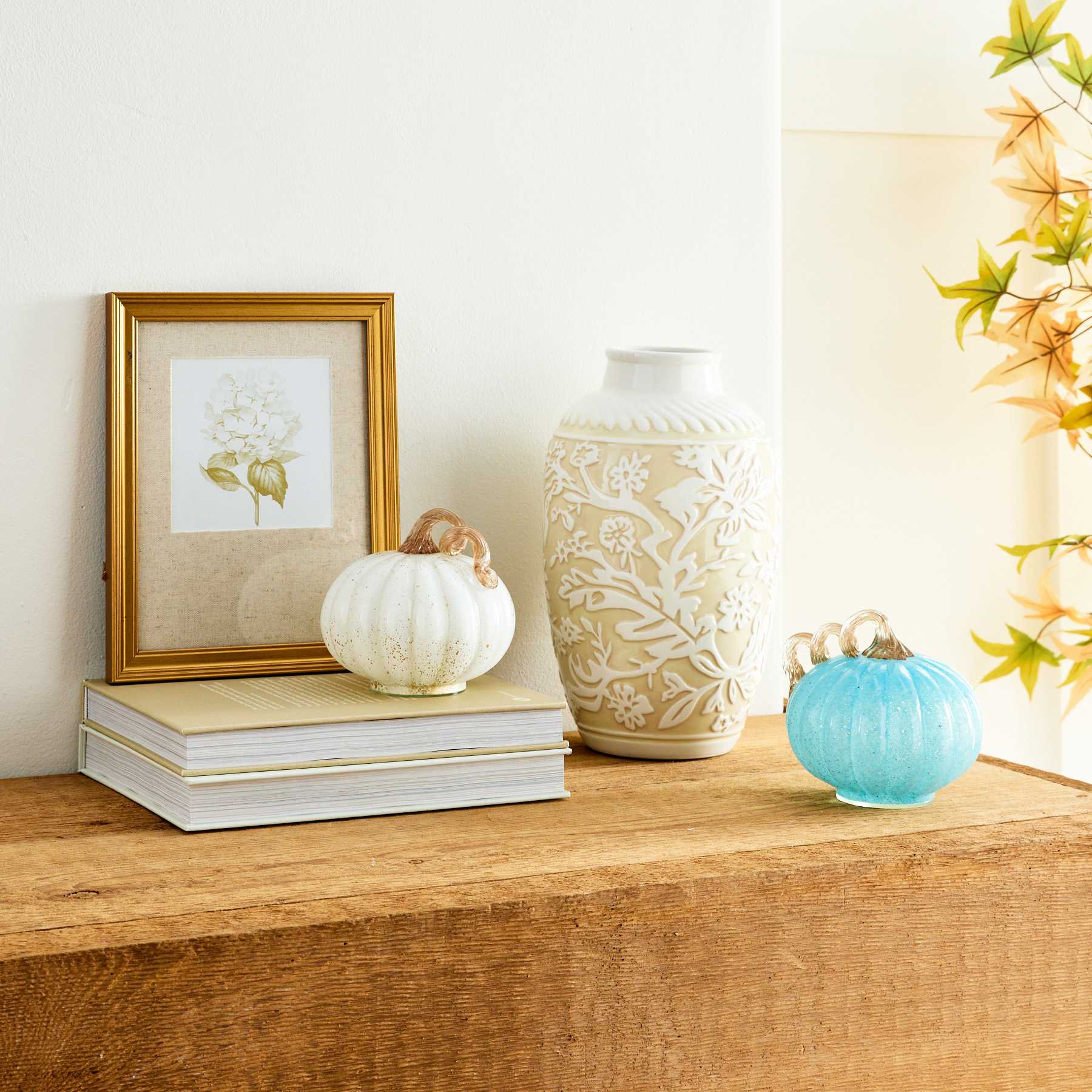 White Glass Pumpkin, 4"