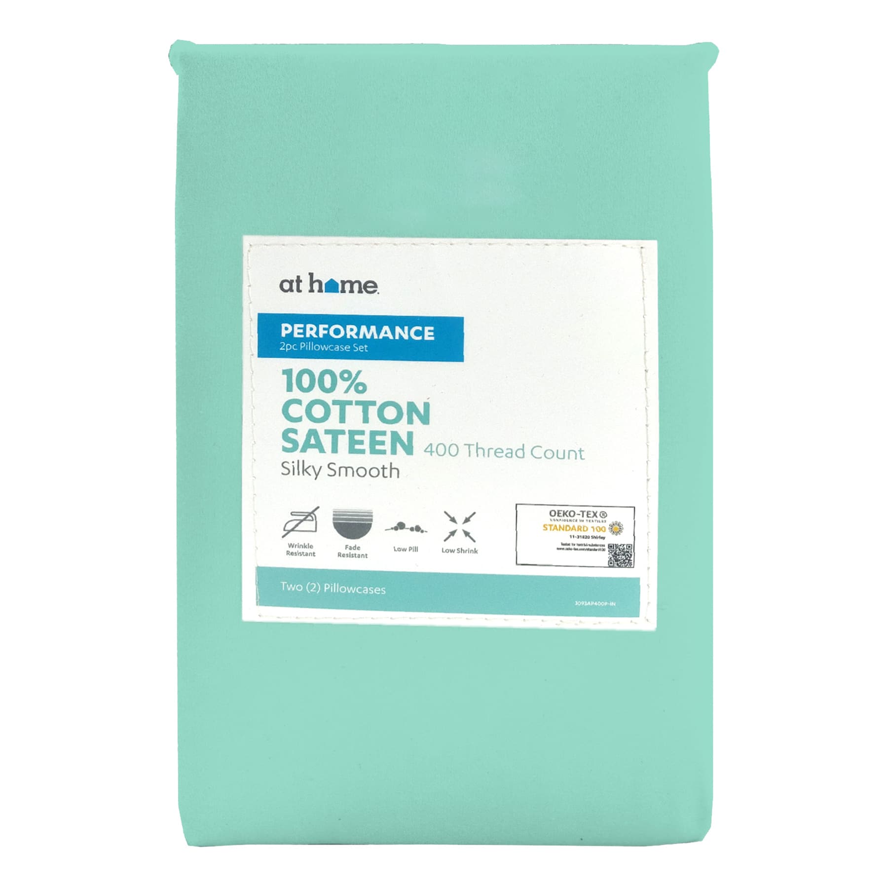 2-Piece Aqua 400 Thread Count Cotton Performance Pillowcase Set, King
