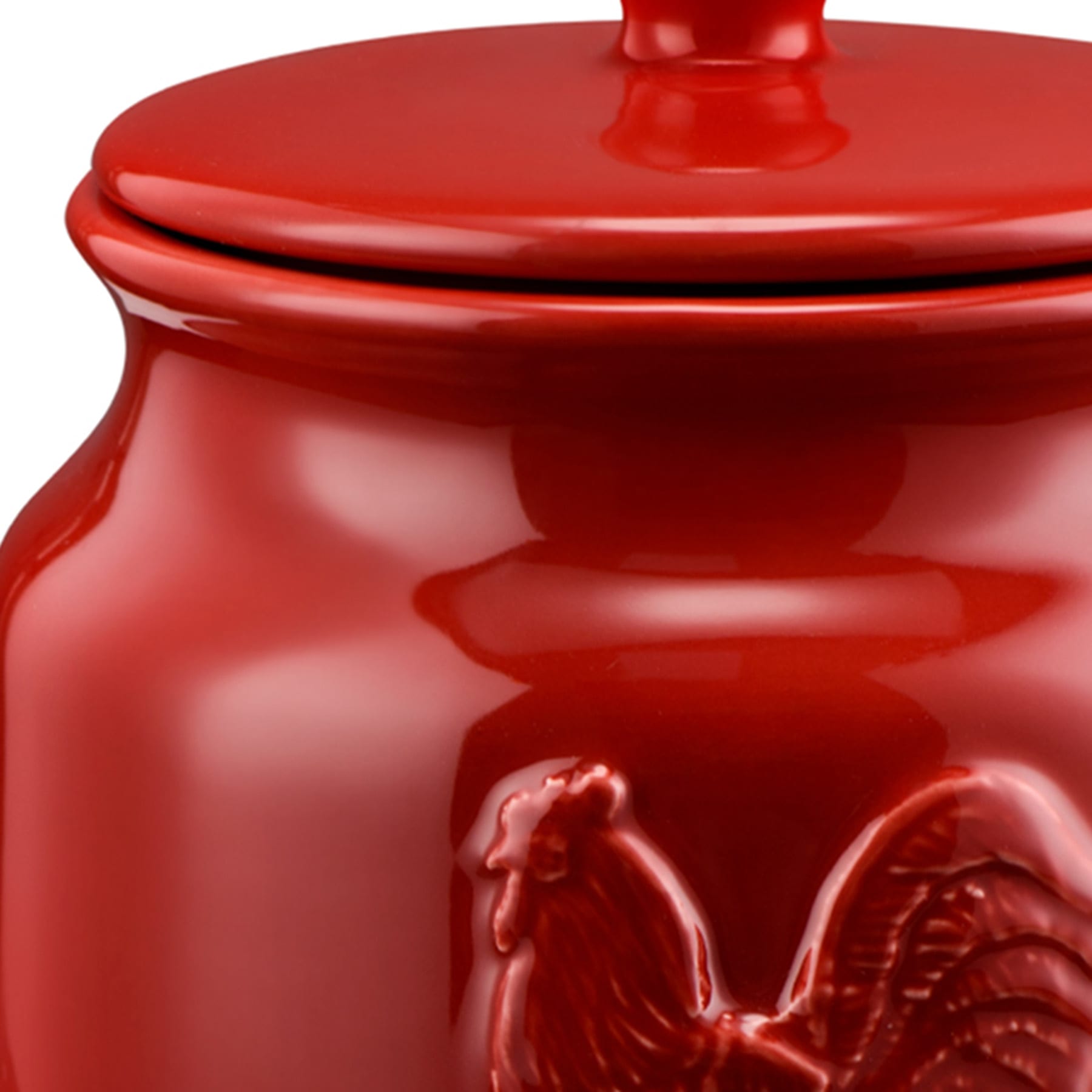 Red Ceramic Rooster Canister, Medium