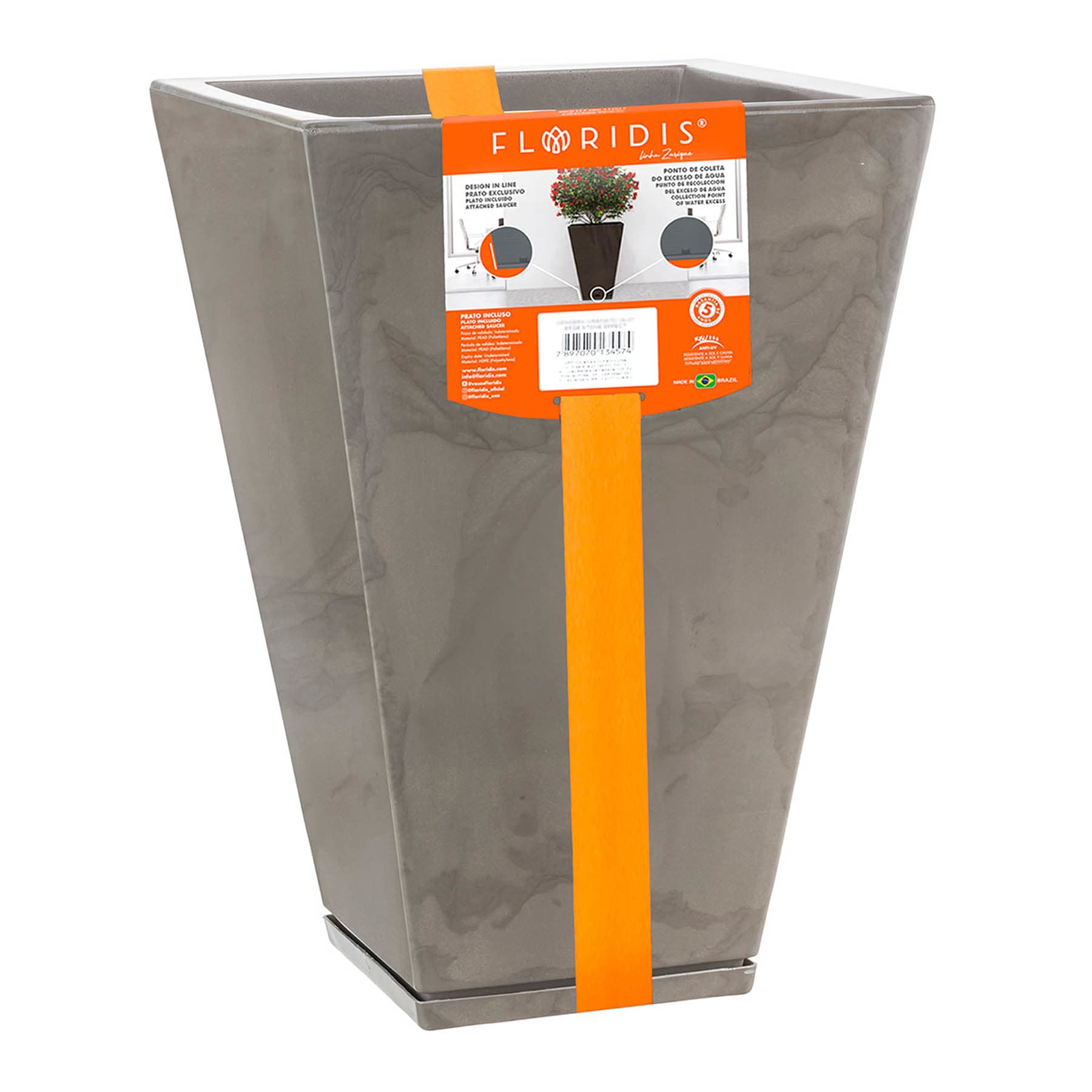 Zurique Beige Marbled Outdoor Planter, Medium